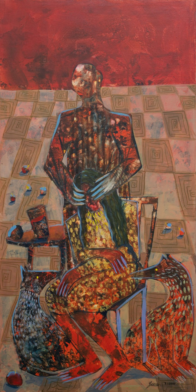 Yasmeen Abdullah Love is our True Lie, 2021 Acrylic on canvas 50 x 99 cm.