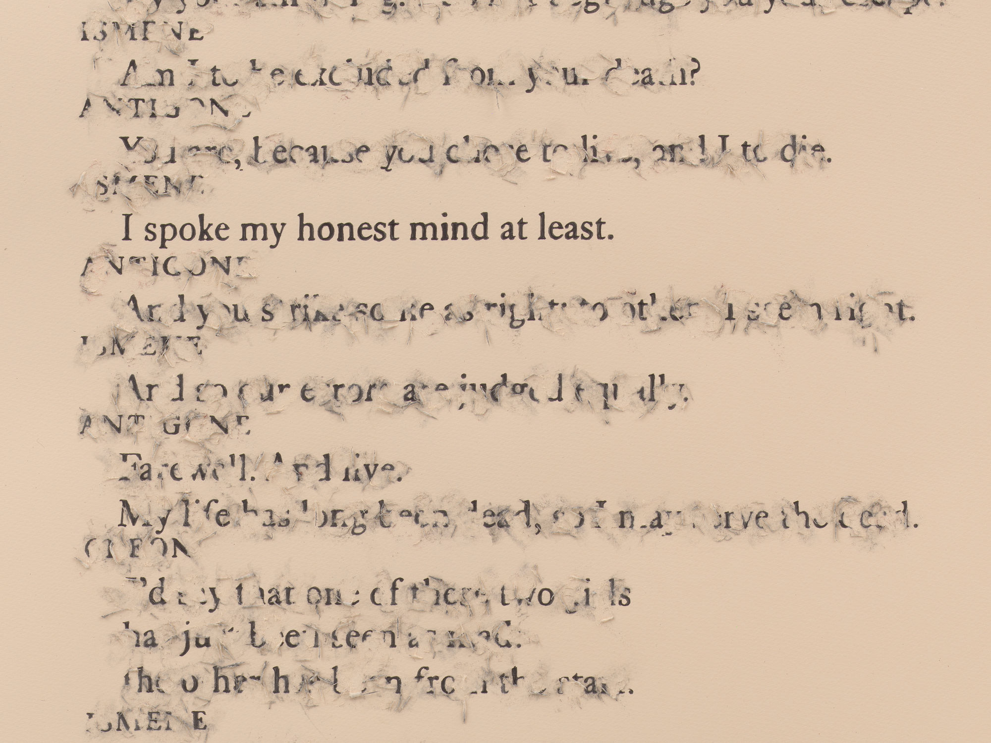 Antigone: 1998 / 1973 / 2021 / 1912, 2023 (Detail). Graphite on Somerset paper in 4 parts