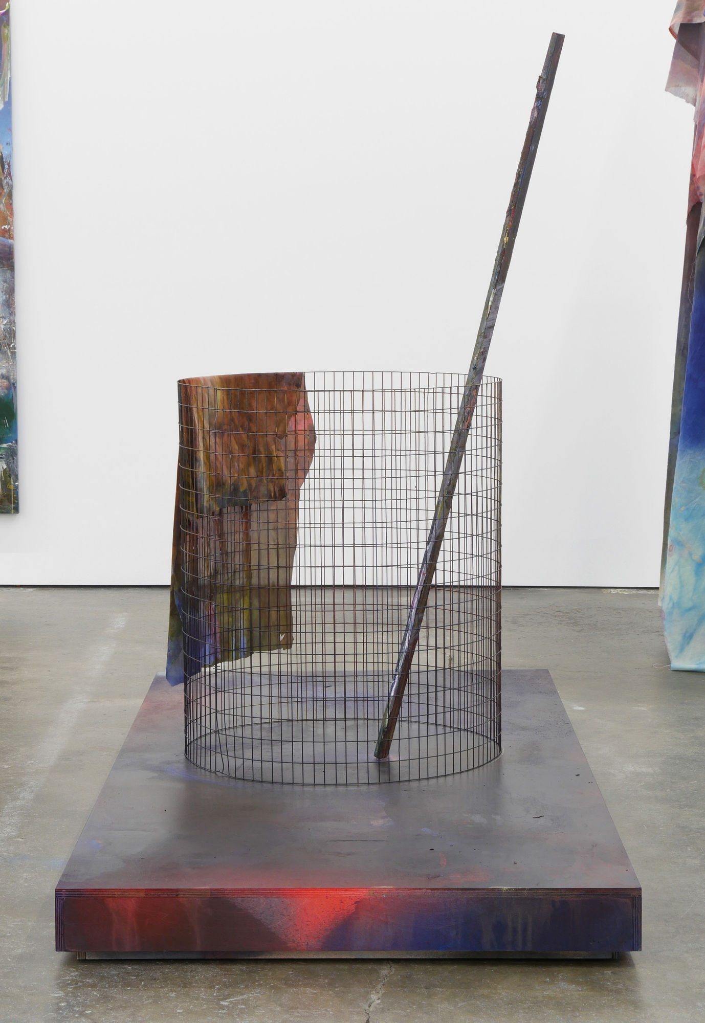 Liam Everett Untitled (and another world came to take its place), 2017 Birch plywood, steel fencing, wood, ink, salt, alcohol and enamel 74 x 45 x 93 in 188 x 114.3 x 236.2 cm