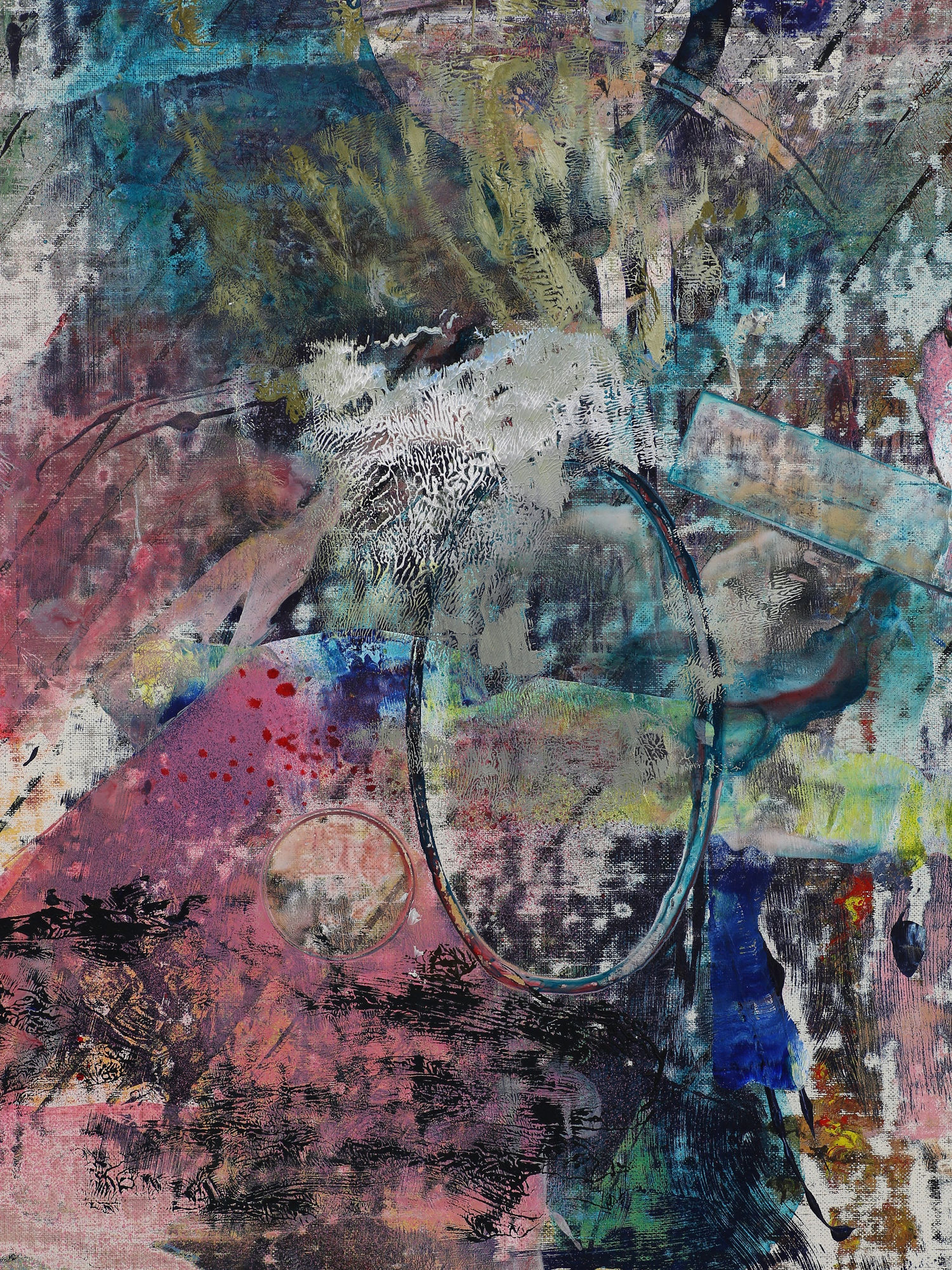 Liam Everett Untitled (Oraibi) (detail), 2016 Acrylic, enamel, alcohol, and salt on oil primed linen 85 1/2 x 72 in 217.2 x 182.9 cm