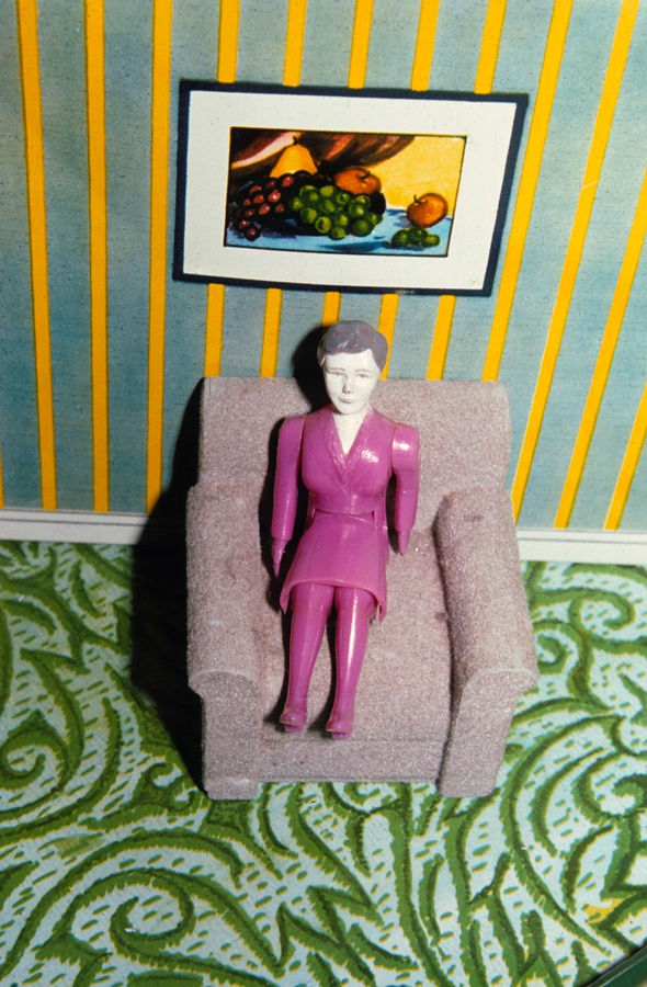 Laurie Simmons Purple Woman / Gray Chair / Green Rug / Painting, 1978 Cibachrome print 12.7 x 8.9 cm, frame 27.3 x 23.8 cm Edition 2 of 7