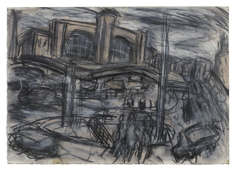 Leon Kossoff King’s Cross Stormy Day no. 1, 2004 charcoal and pastel on paper 29.7 x 41.8 cm Annely Juda fine art