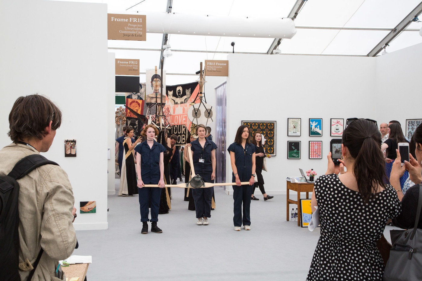 Installation images and live images of Lara Schnitger's Suffragette City at Frieze.