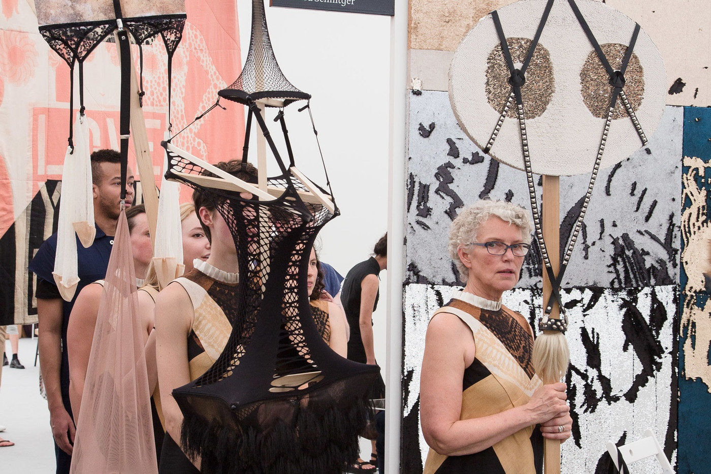 Installation images and live images of Lara Schnitger's Suffragette City at Frieze.