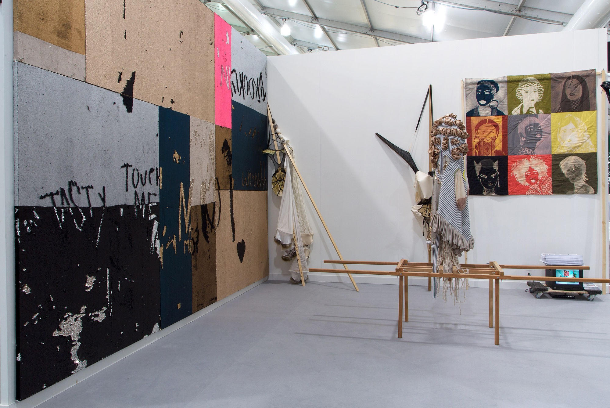 Installation images and live images of Lara Schnitger's Suffragette City at Frieze.