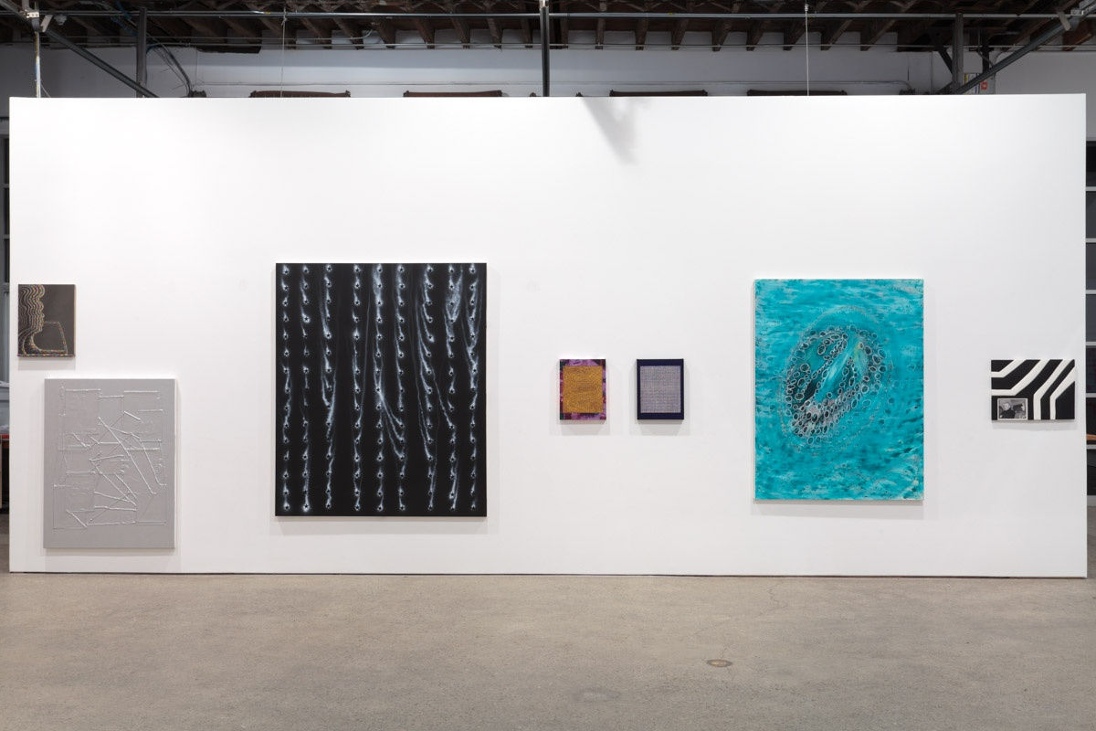 Installation view of the group exhibition titled the Painter of Modern Life. Hesidence and David Ratcliff featured.