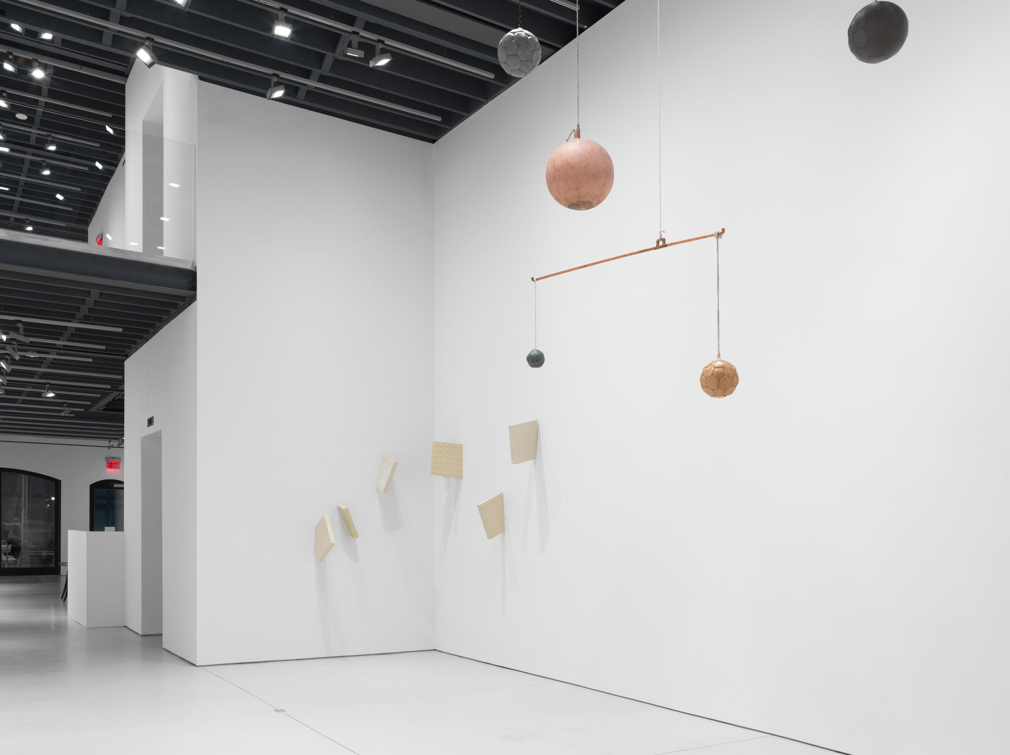 Installation views of the many sculptural works in Richard Hughes' solo exhibition at the gallery. An additional angle of Wandering and Wondering. Blind Assassin, another one of Hughes work, can be seen in the background.