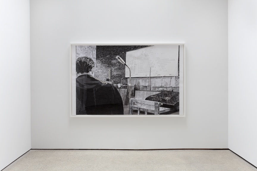 Installation view of Marcel Odenbach's solo show. The show's only collage is featured here.