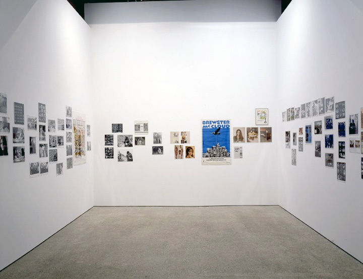 Installation view of Ellen Berkenblit's curation of Robert Altman's collection of ephemeral materials.