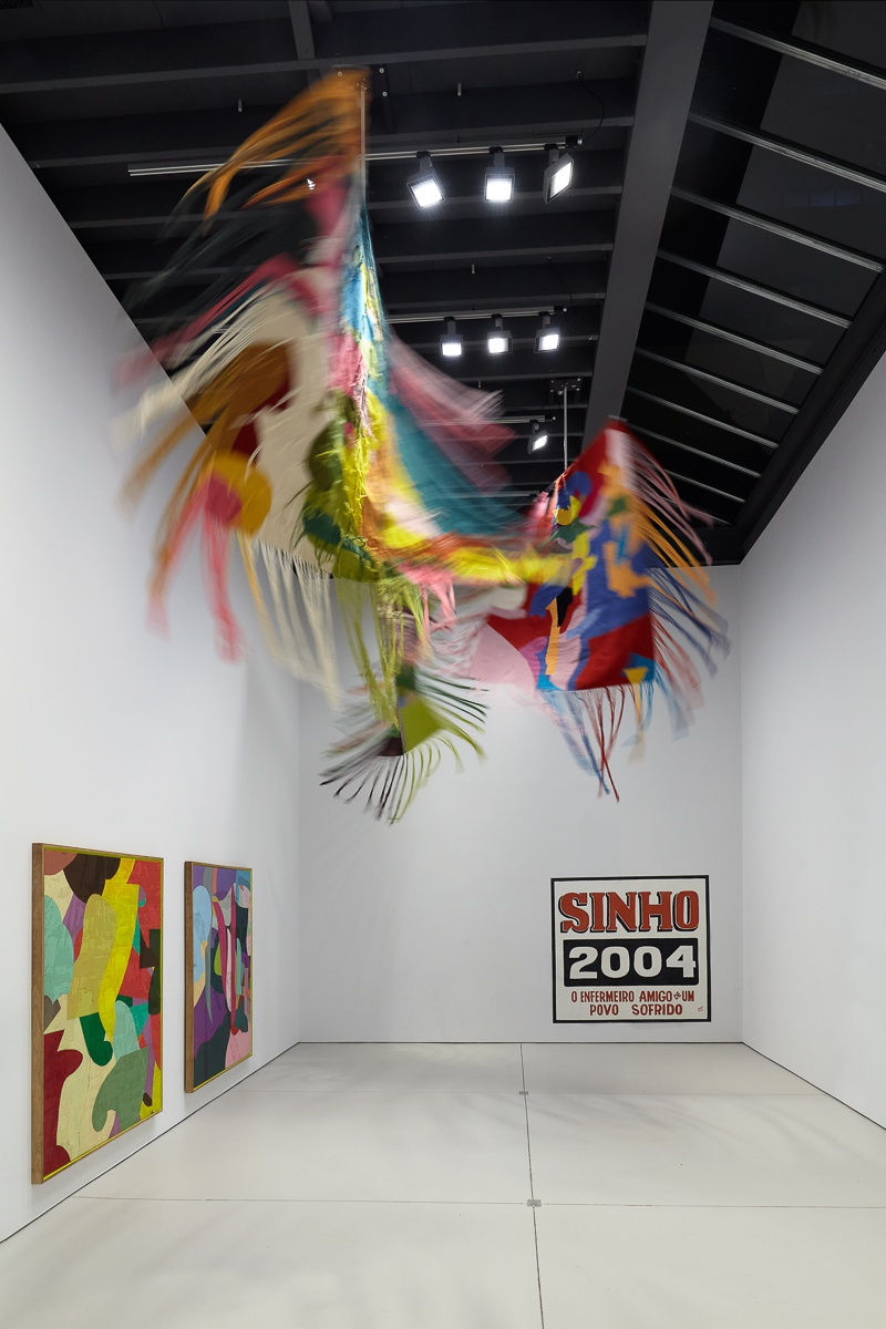 installation view of group show 'Samba in the Dark'. Another view of the tapestries and acrylic works, showcasing the collective productions from assume vivid astro focus.