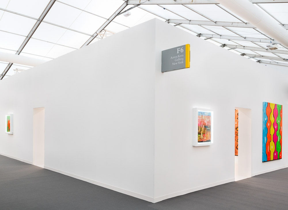 Installation view of Chris Martin's solo exhibition at Frieze London 2015.