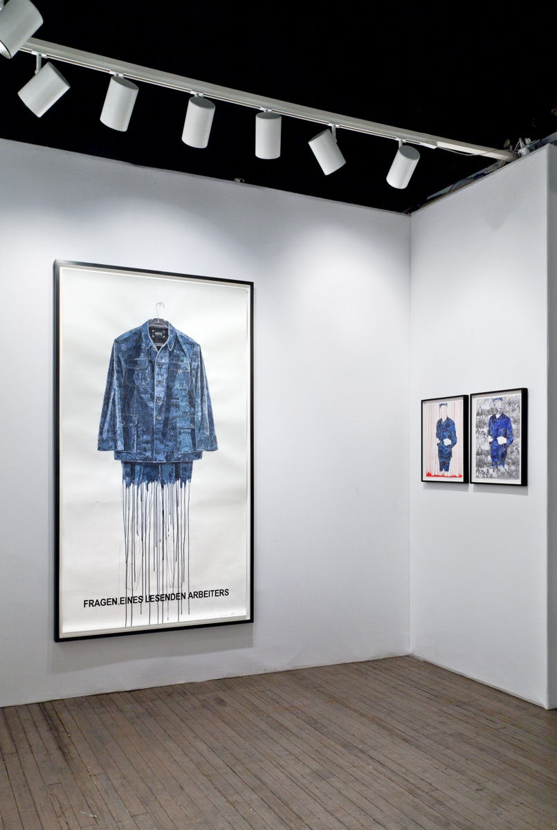 Installation view of Marcel Odenbach's presentation of works at ADAA 2015. Three works featured.