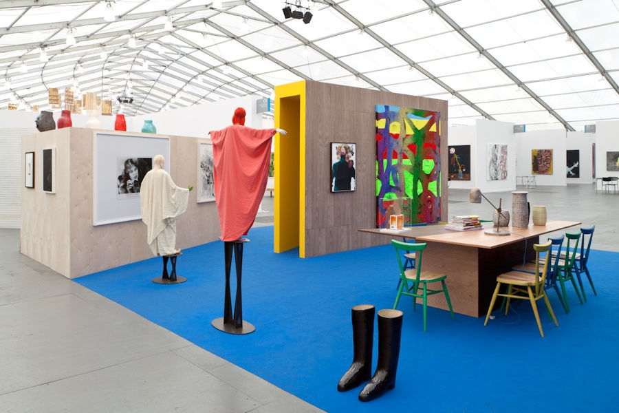 Installation view of Anton Kern's booth at Frieze New York 2014. Many artists featured.