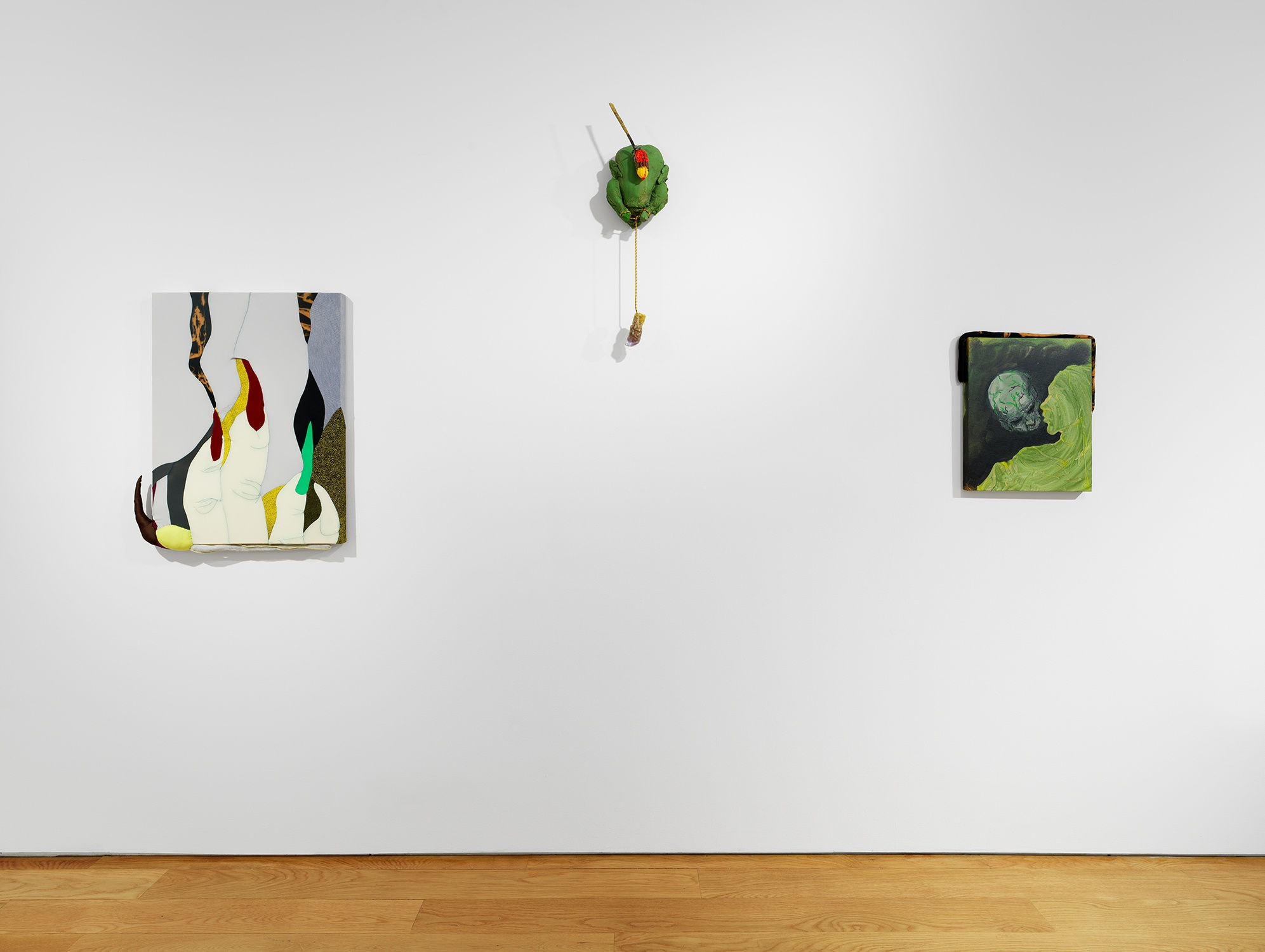 Installation view of Yuli Yamagata's first show in New York and at Anton Kern Gallery. Three works shown.