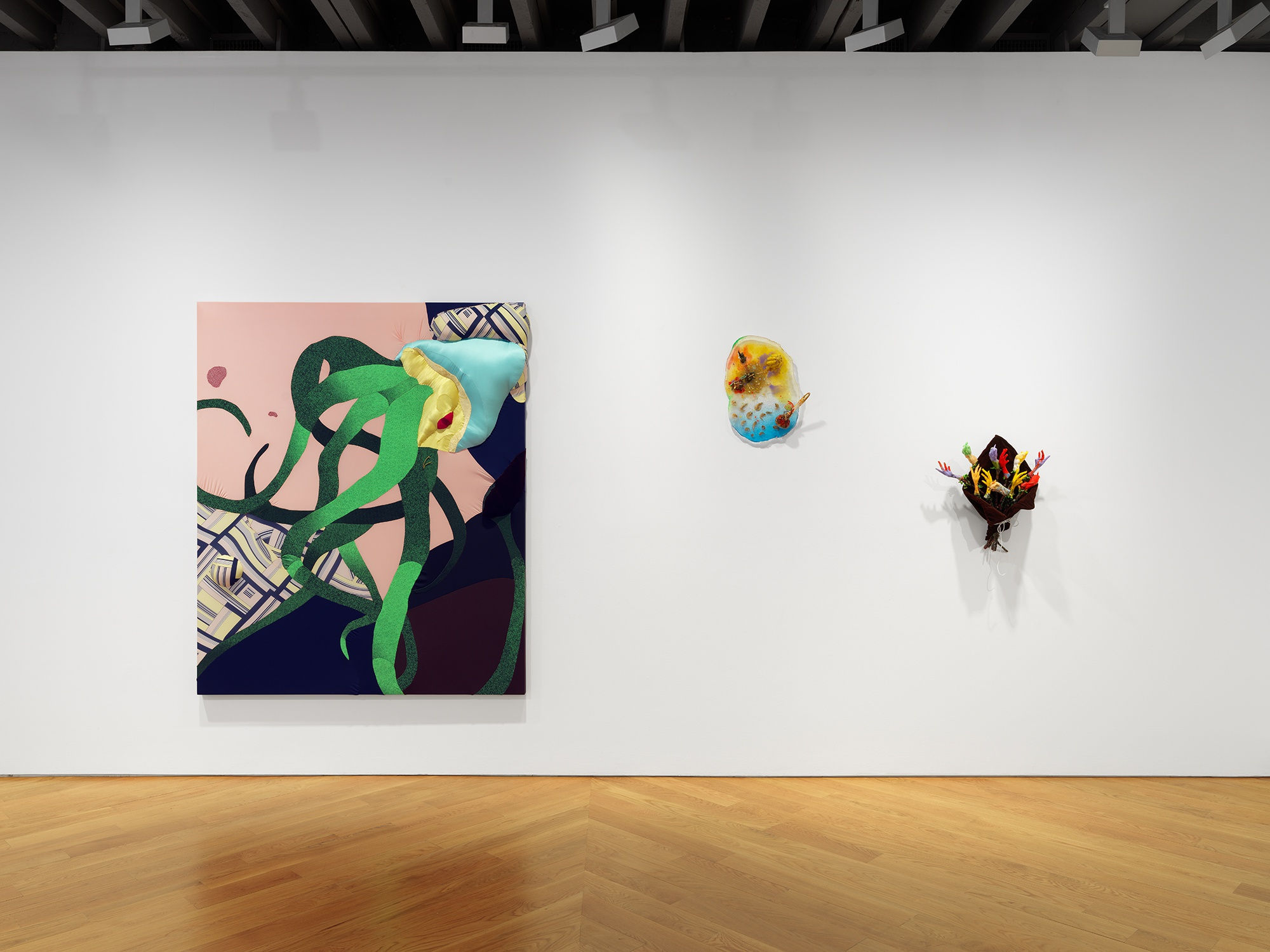 Installation view of Yuli Yamagata's first show in New York and at Anton Kern Gallery. Three works featured.