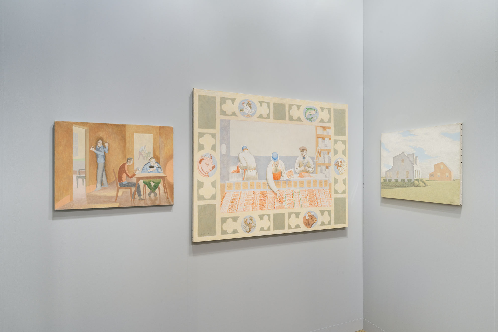 Installation view of Art Basel Kabinett 2023 with view of floors, walls, and artworks by David Byrd.