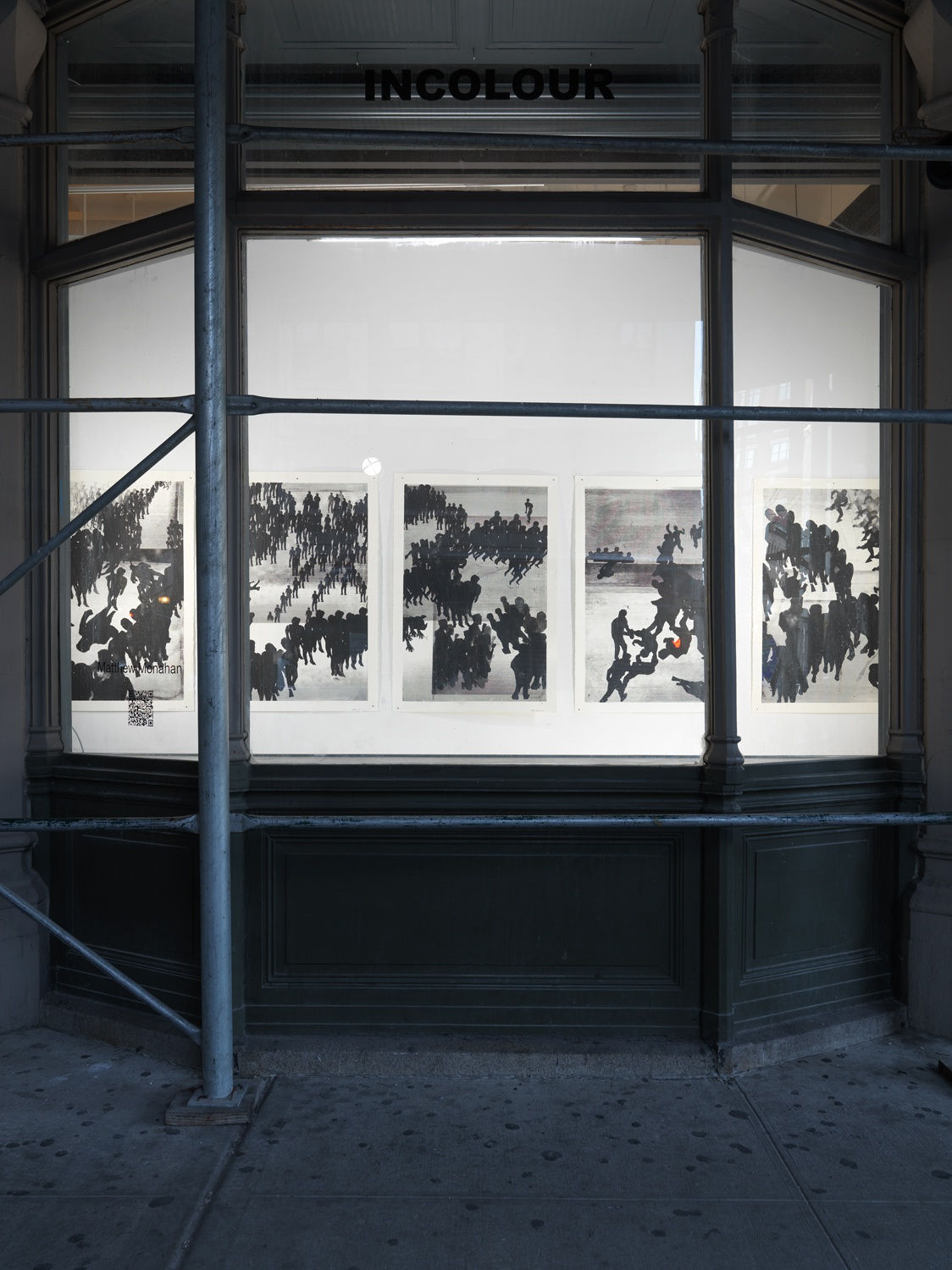 Installation view of Matthew Monahan's window from street.