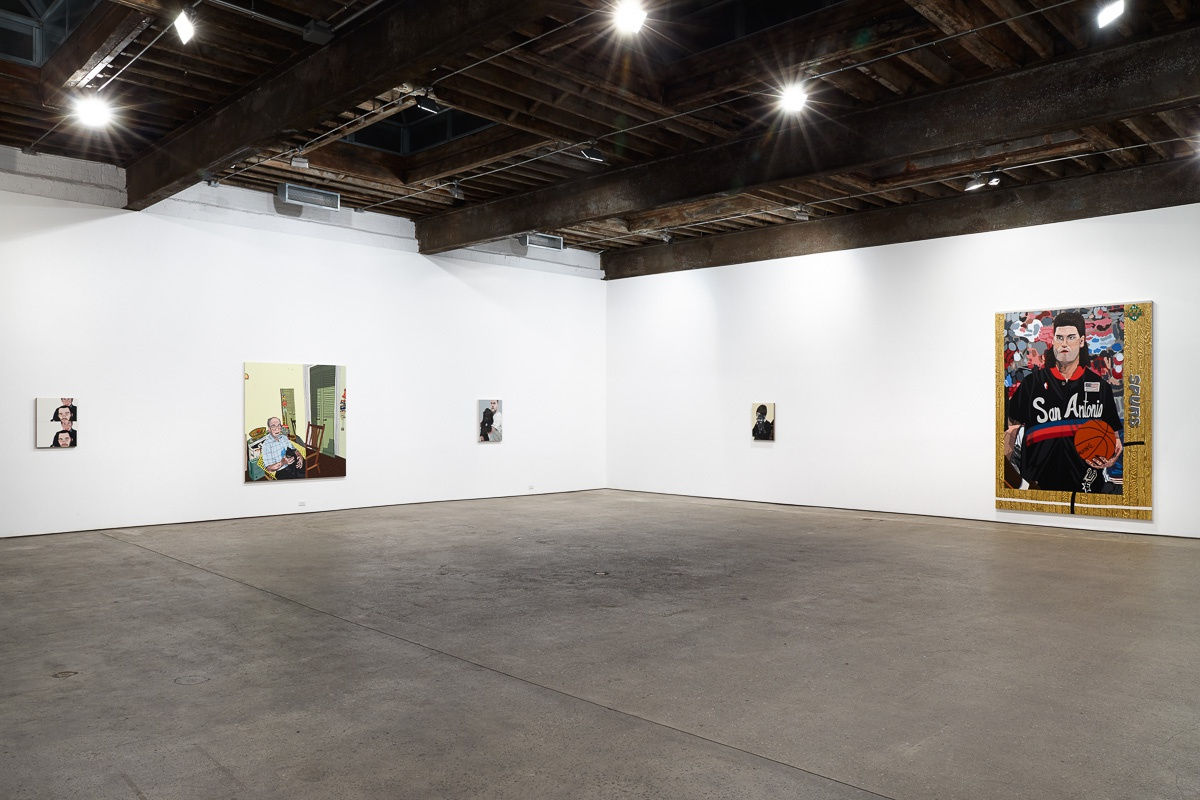 Installation view of Jonas Wood show titled Portraits. Three works shown.
