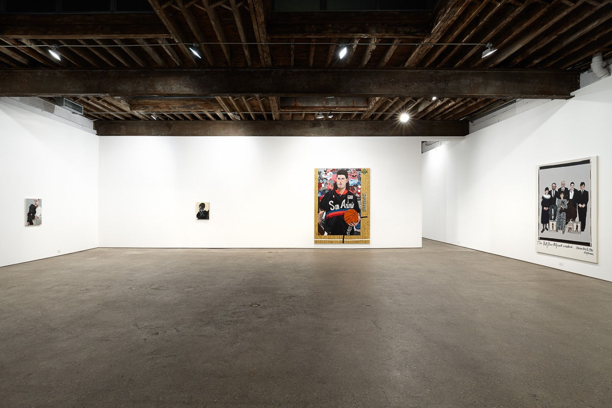 Installation view of Jonas Wood show titled Portraits. Two works shown.