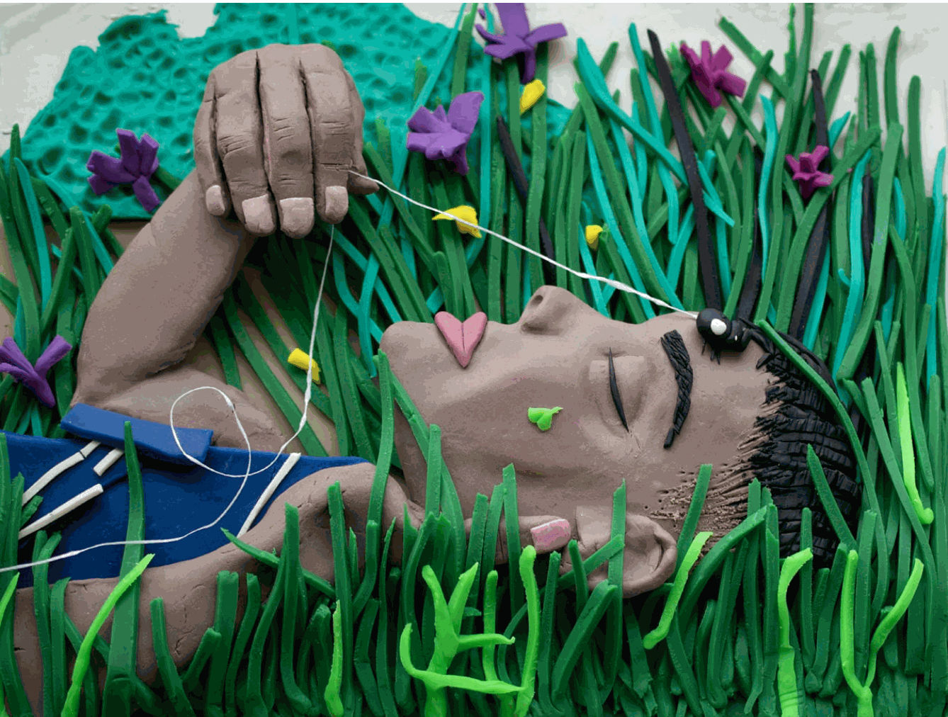 Eleanor McNair Boy with June Bug,For Scott, Kansas, 1963(by Gordan Parks photographs rendered in Play-Doh) Archival Pigment Print 13 x 16 Inches $800