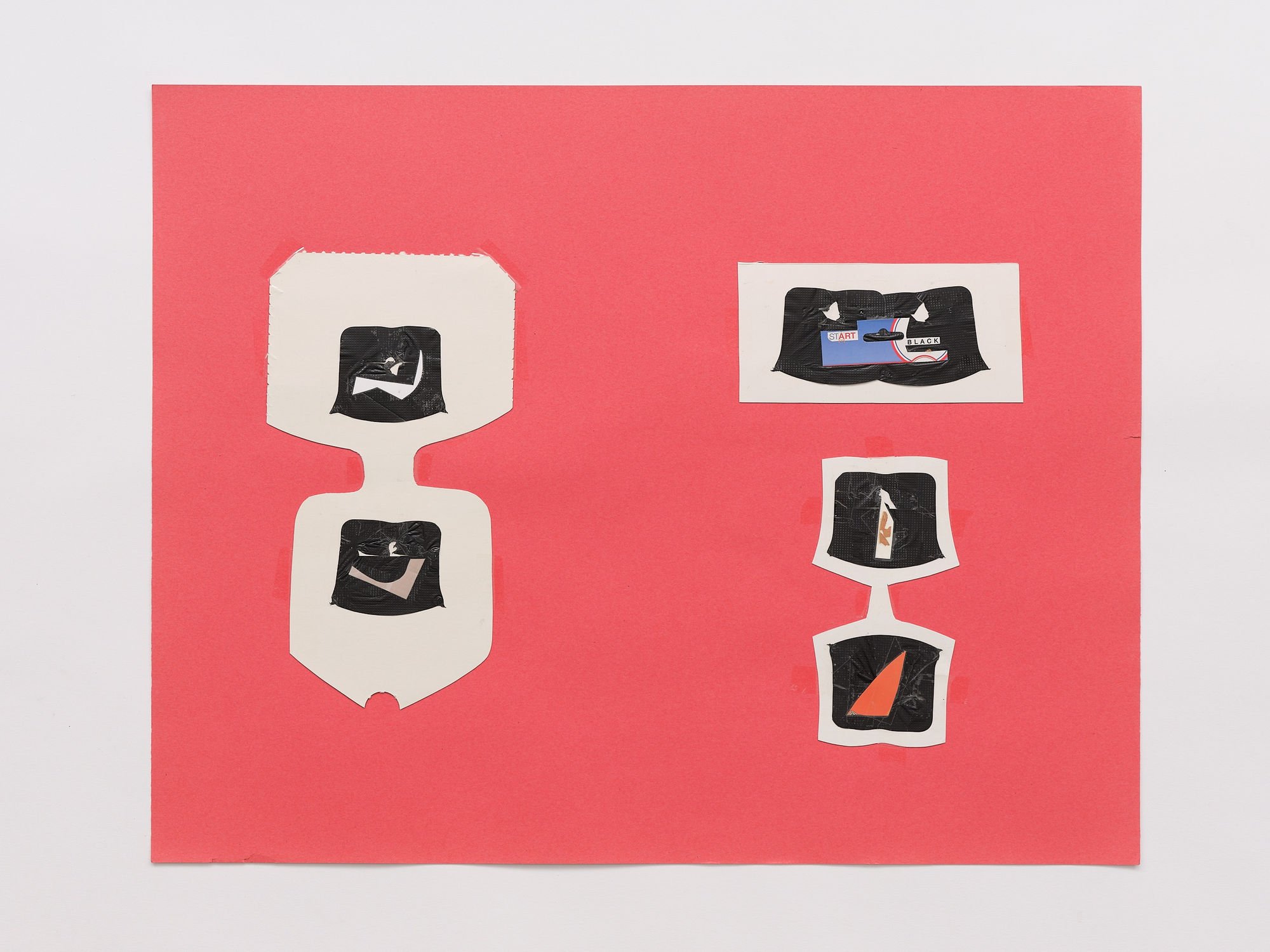 Thomas Kong Untitled, 2014-2023 Collage with packaging materials and plastic bag on construction paper 22 x 28 inches
