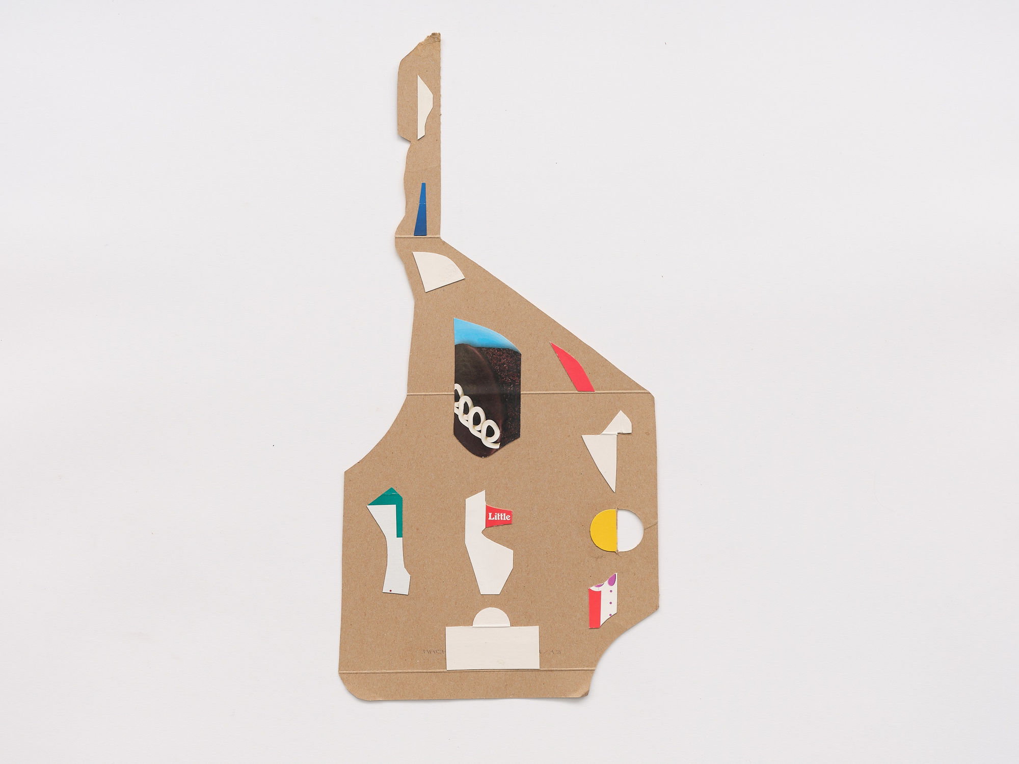 Thomas Kong Untitled, 2014-2023 Collage with packaging materials on packaging material 18 x 8.5 inches