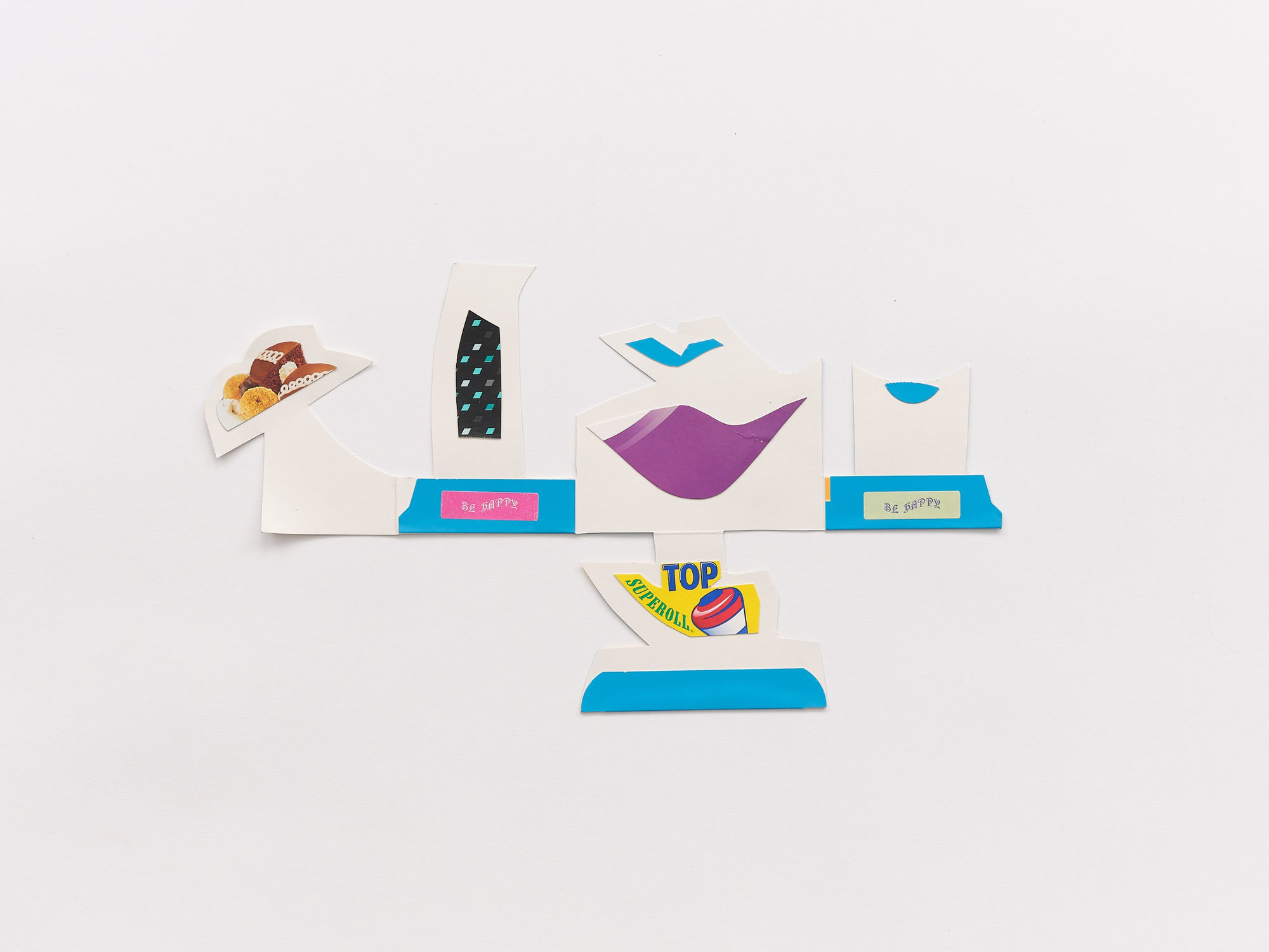 Thomas Kong Untitled, 2014-2023 Collage with packaging materials on packaging material 8 x 14.5 inches