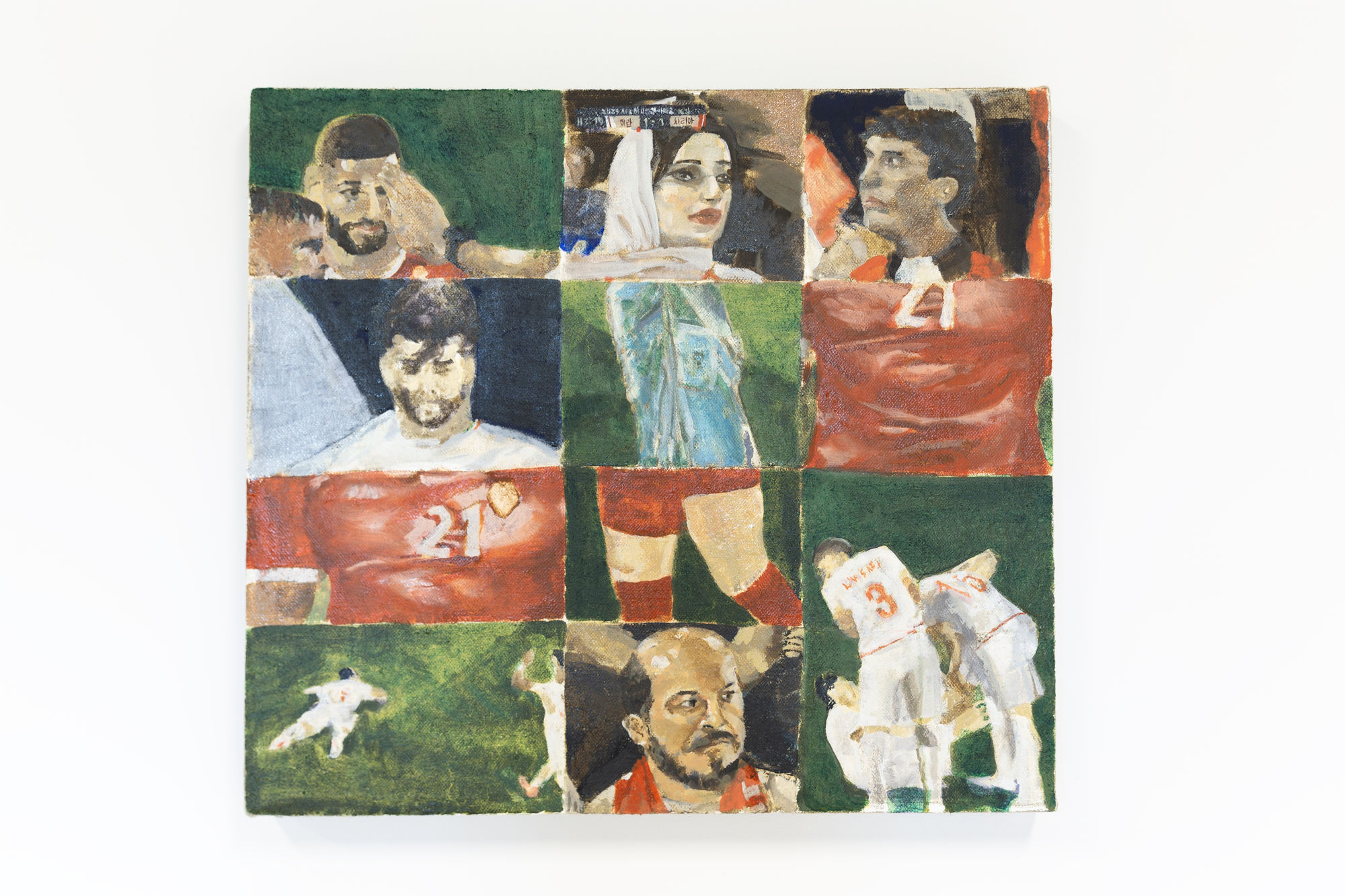 Ed Oh Iran vs Syria, 2024 Oil on hemp 26 x 231⁄2 x 2 inches