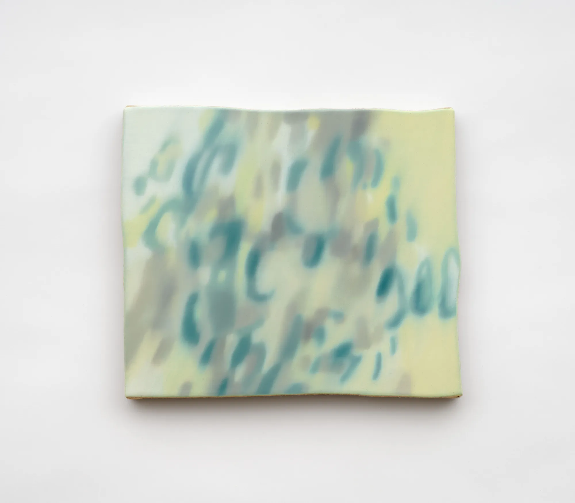 Luz Caraba&ntilde;o stream, 2025 Oil on linen, stretched over shaped panel 8 1/2 x 9 5/8 in. 21.59 x 24.45 cm