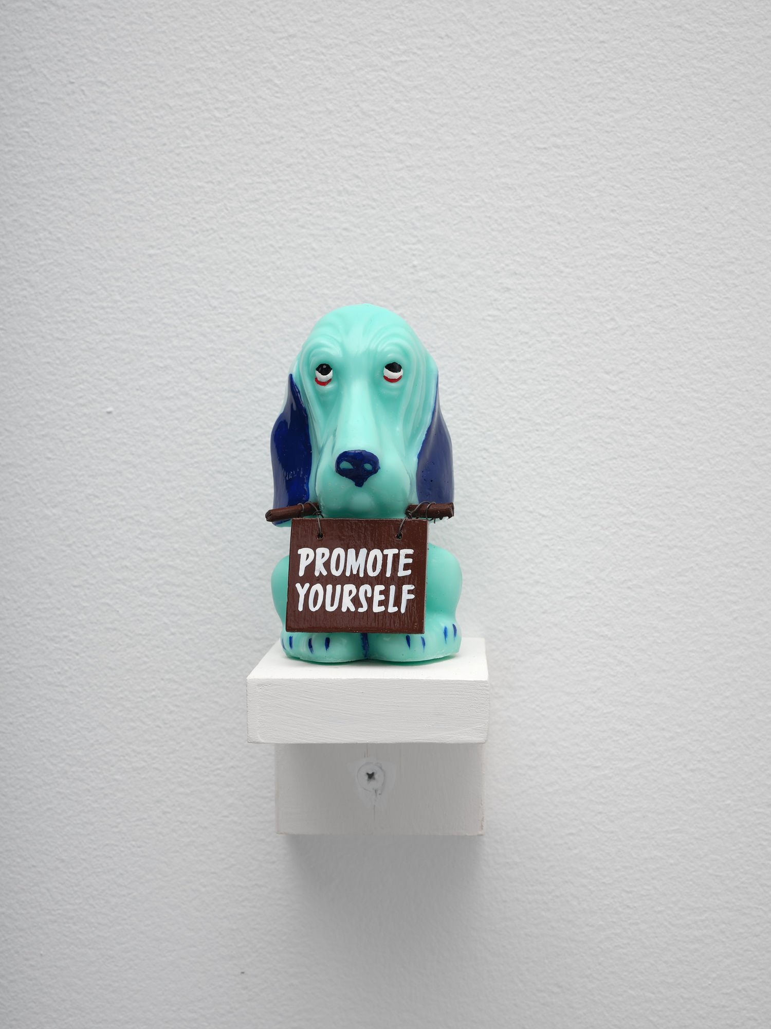 Naysayers (Promote Yourself), 2024 Resin, enamel paint, wood 4 x 2 1/2 x 2 1/2 inches