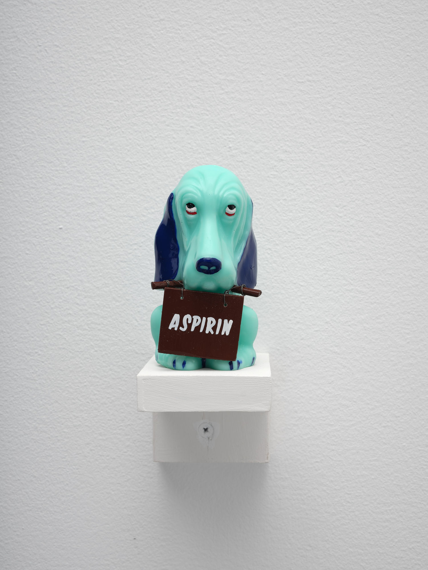 Naysayers (Aspirin), 2024 Resin, enamel paint, wood 4 x 2 1/2 x 2 1/2 inches