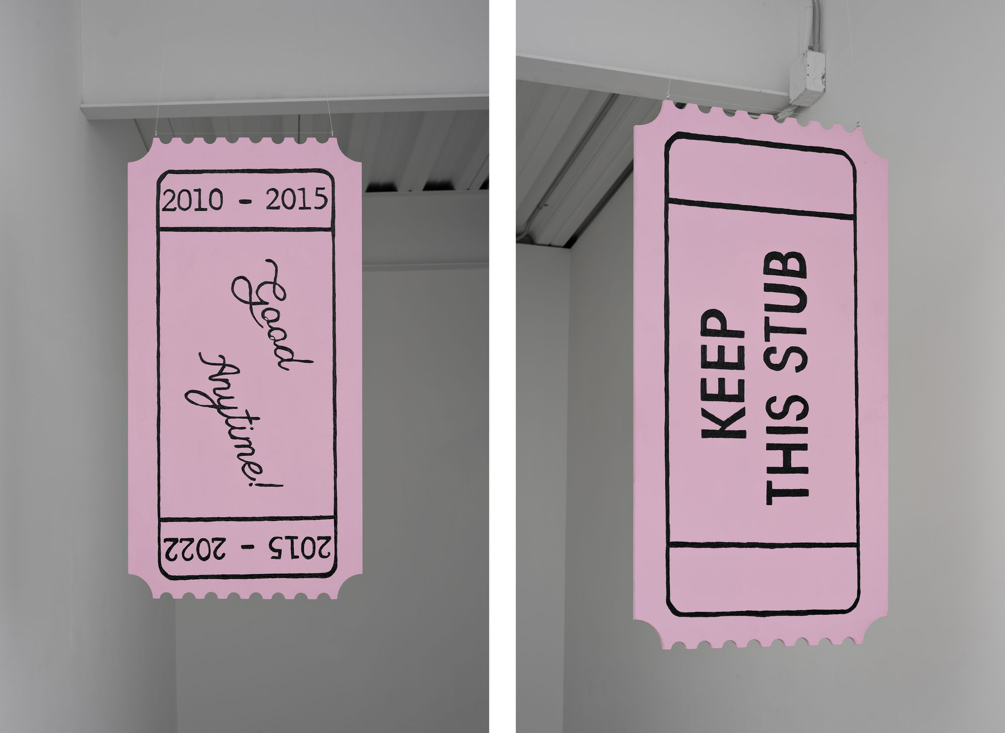 Keep This Stub, 2024 Wood, enamel paint 35 x 17 1/2 inches