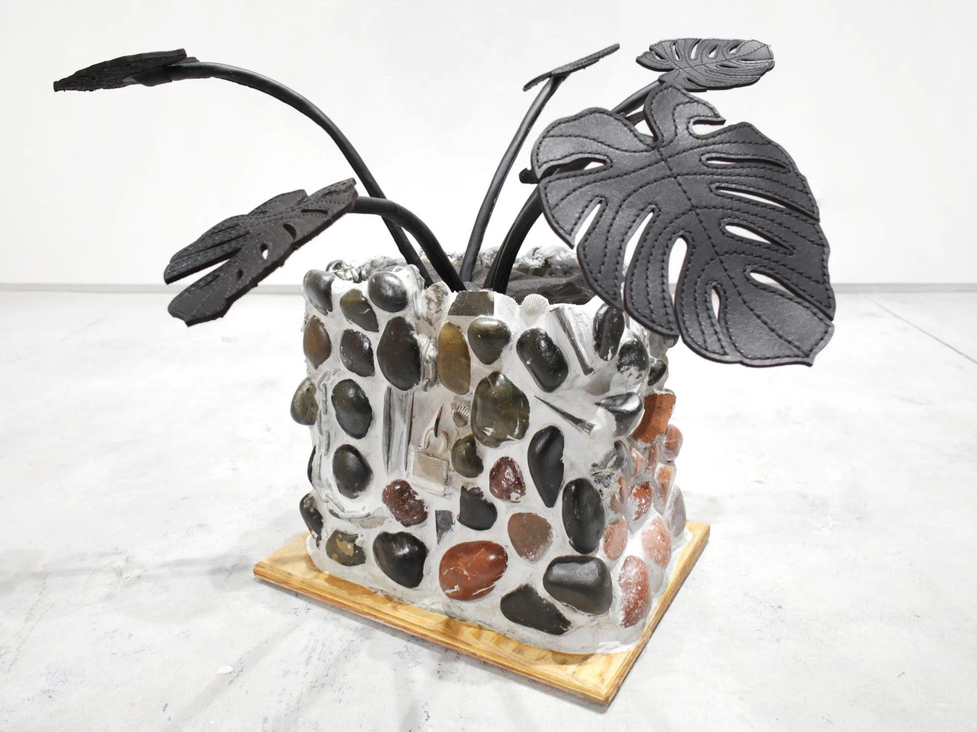 Jamal Cyrus Ballad for a Child (1), 2020 Leather, stone, sea shells, metal, concrete 21 x 27 x 29 in (53.3 x 68.6 x 73.7 cm) approx. JCY 94 $8,500