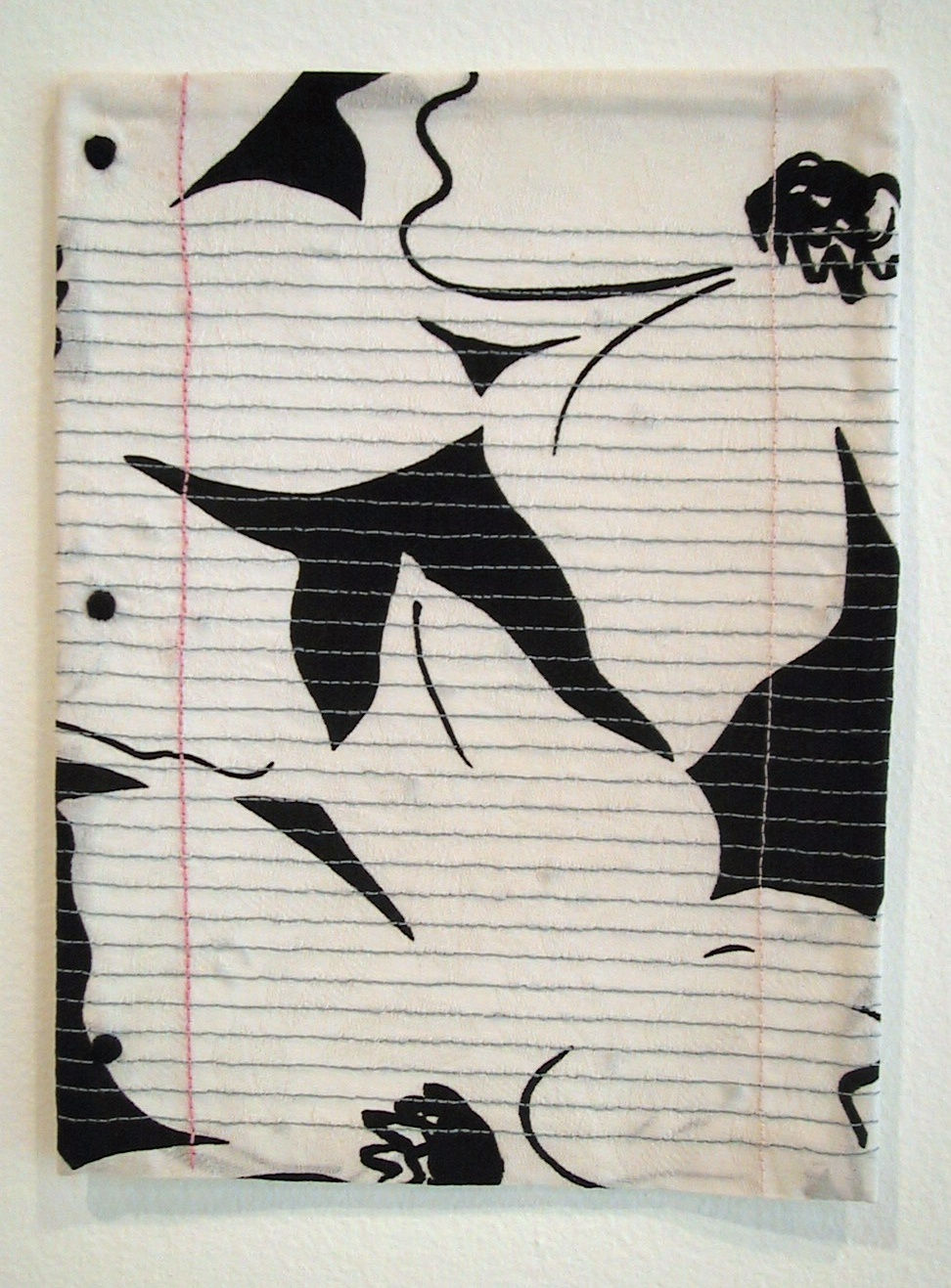 Untitled from the Notebook Paper Series (black/white), 2004 embroidery 10 1/2 x 8 in.