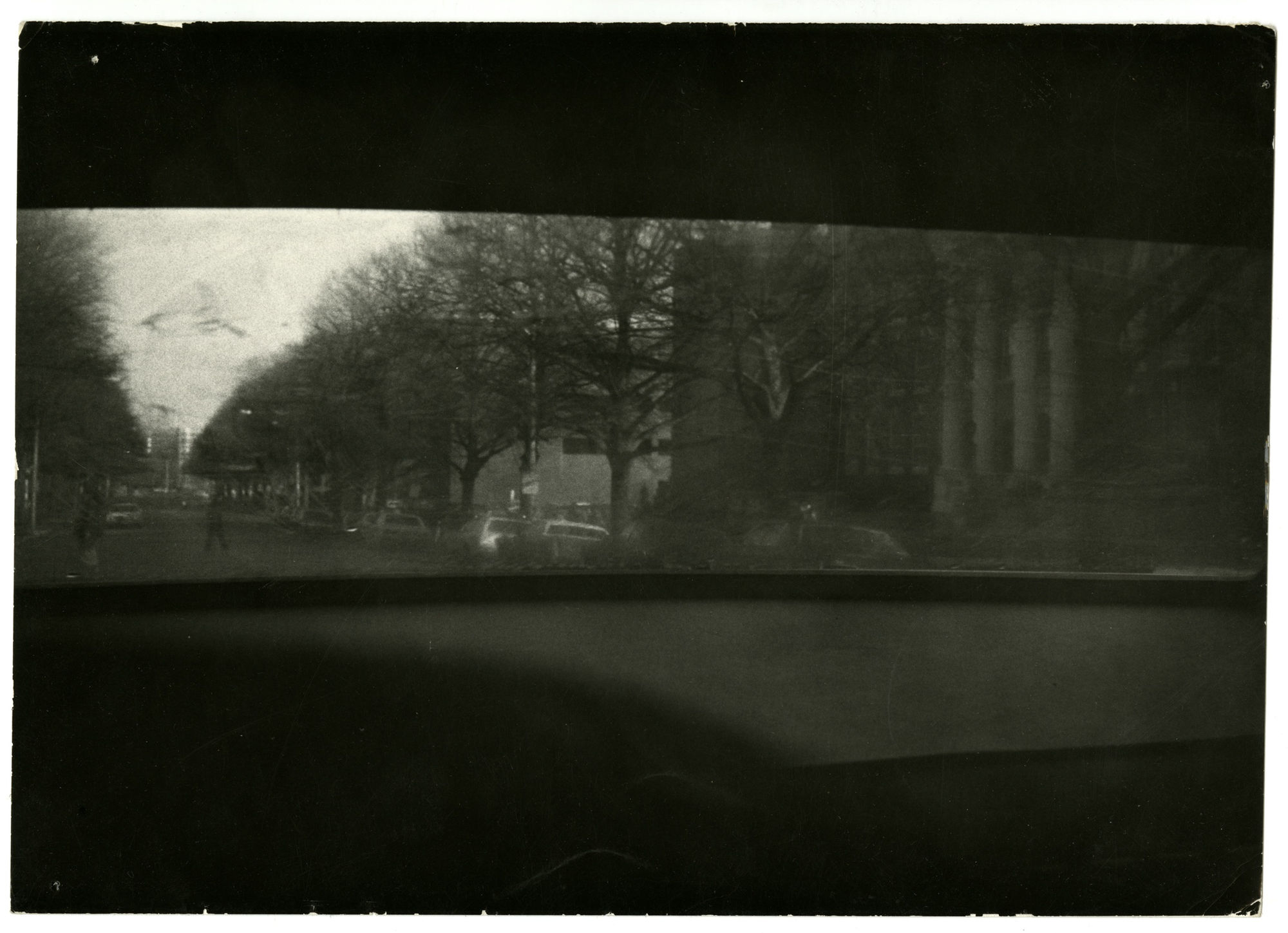 Black and white landscape view with slight blur