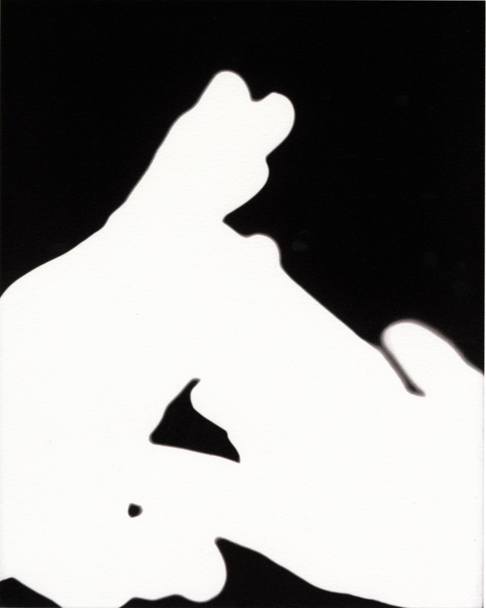 Black and white silhouette of touching hands