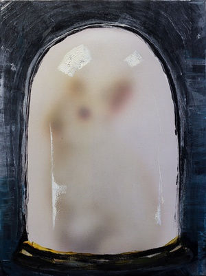 Joseph Peragine Love Me Til my heart stops oil on canvas rabbit bell jar