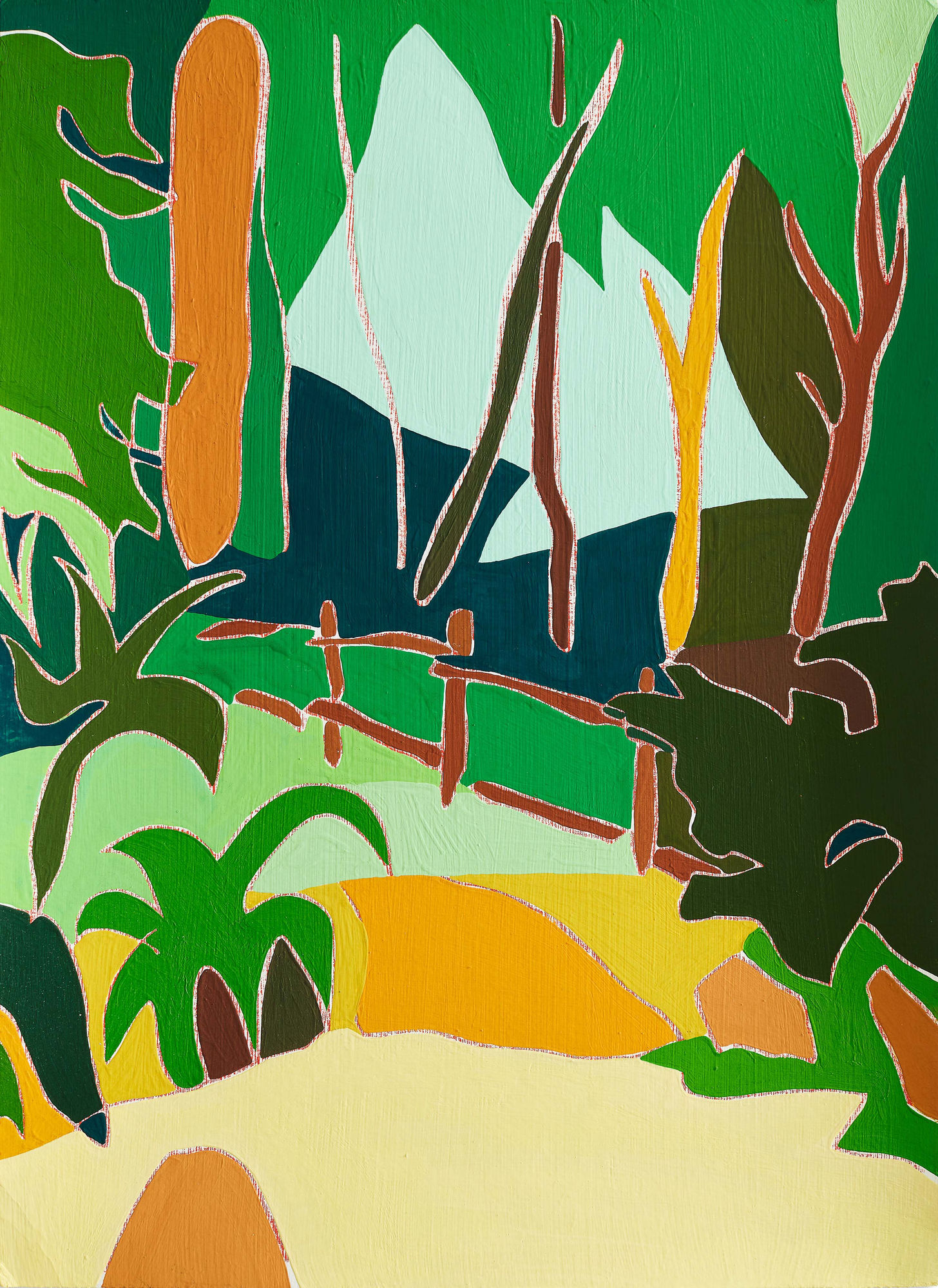 Signs and Symbols, Forest Interior (Redwood Regional Park, Oakland, CA), 2022 Gouache and pencil on paper 40.5 x 29.5 cm. / 16 x 11.5 in.