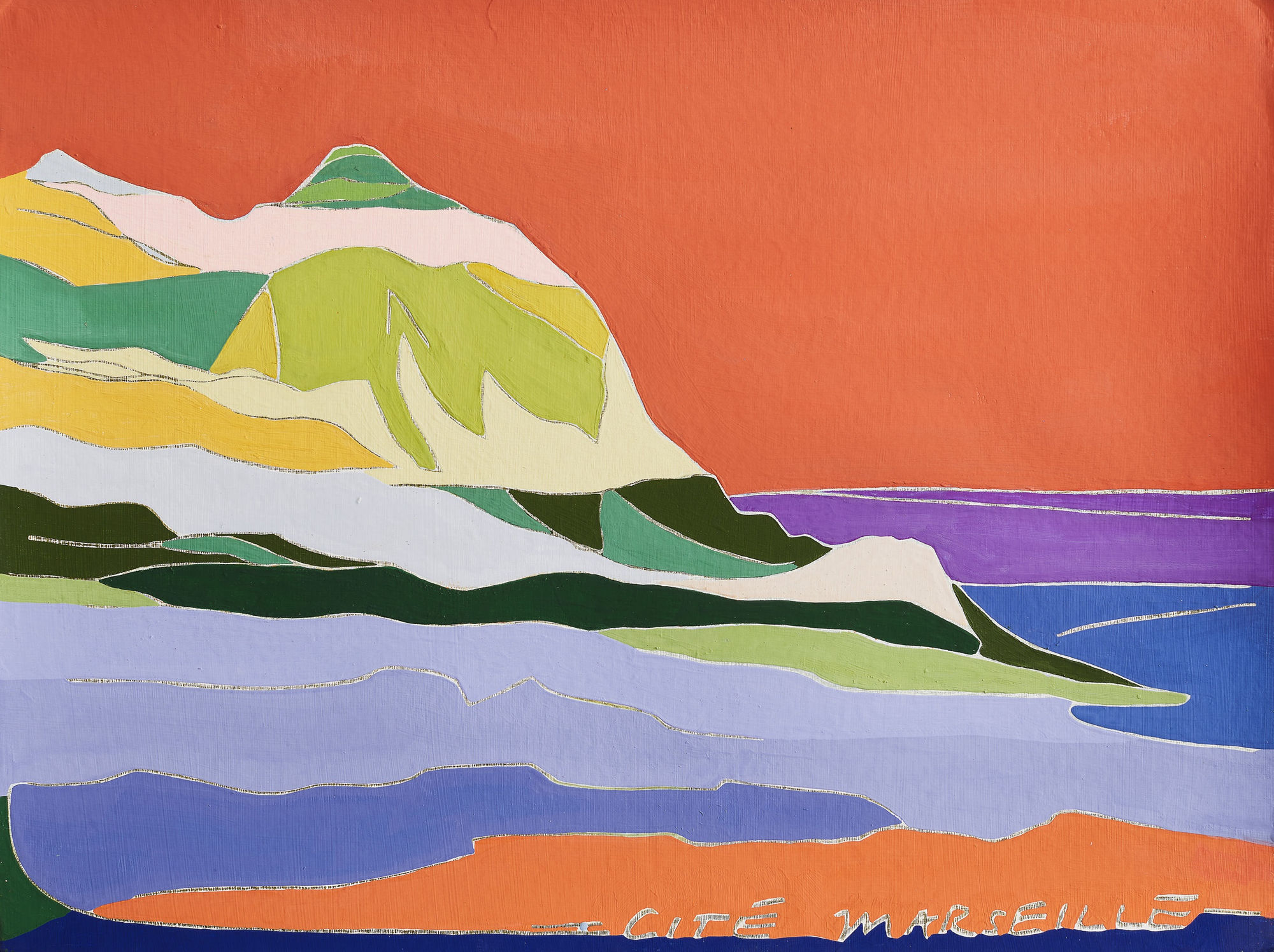 Paysage Cité Marseille (à la Cité Radieuse, Bâtiment Le Corbusier), 2022 Gouache and pencil on paper 36 x 48 cm. / 14 x 19 in.