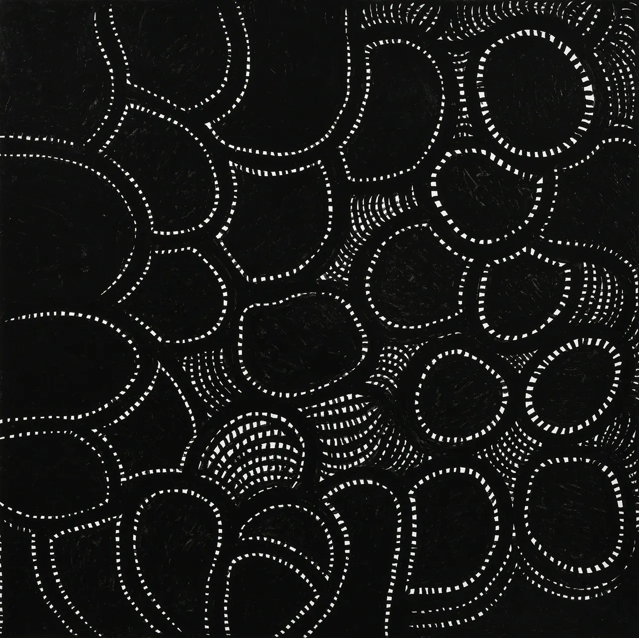 YAYOI KUSAMA WALKING IN THE WORLD OF DEATH (AFTERLIFE), 2019 Acrylic on canvas 100 x 100 cm