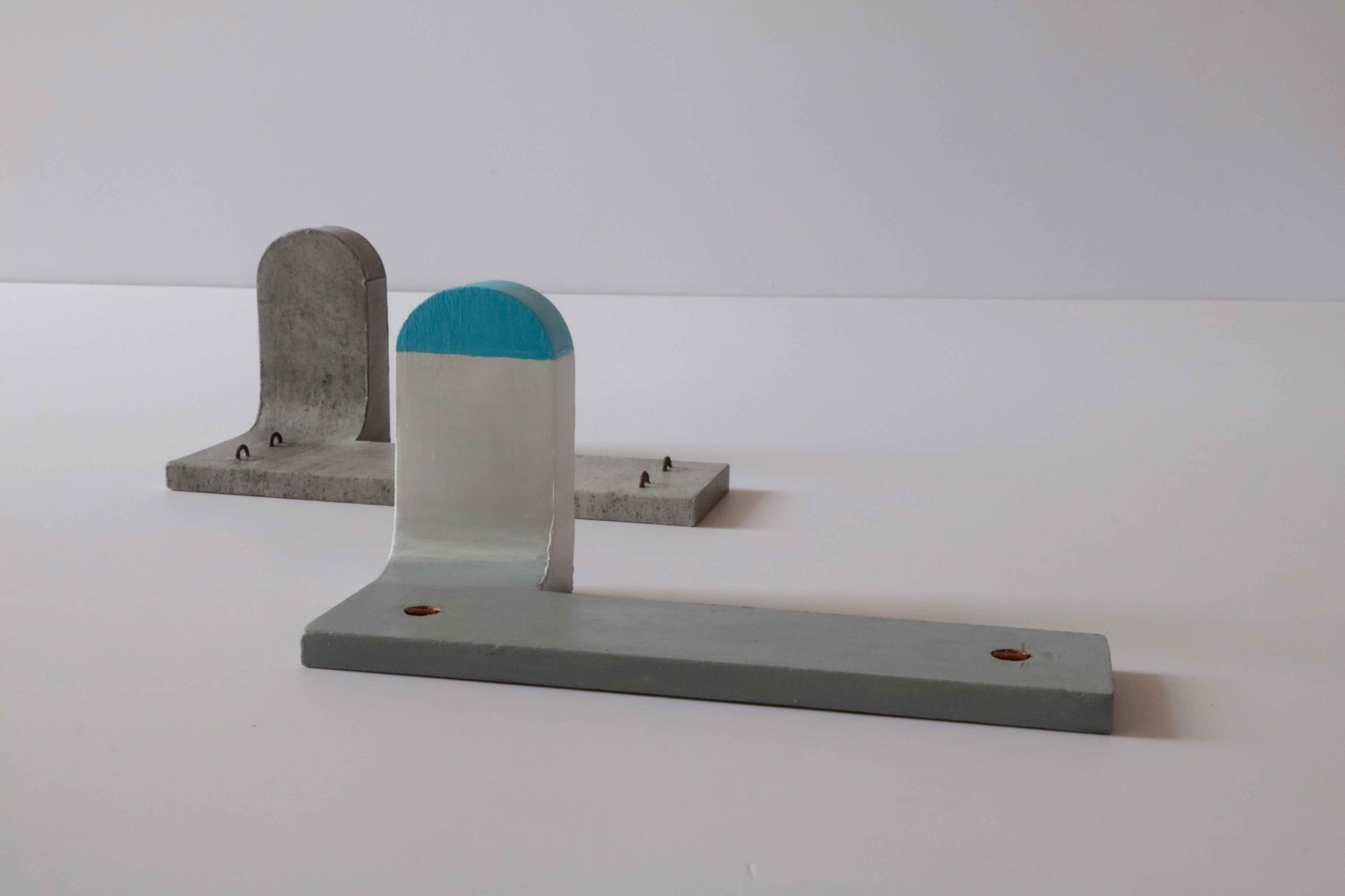 MRUGEN RATHOD Maquettes for Journey to J-point , 2020 | Frottage and acrylic paint on wood | 3.5 x 3.5 x 7 in. each