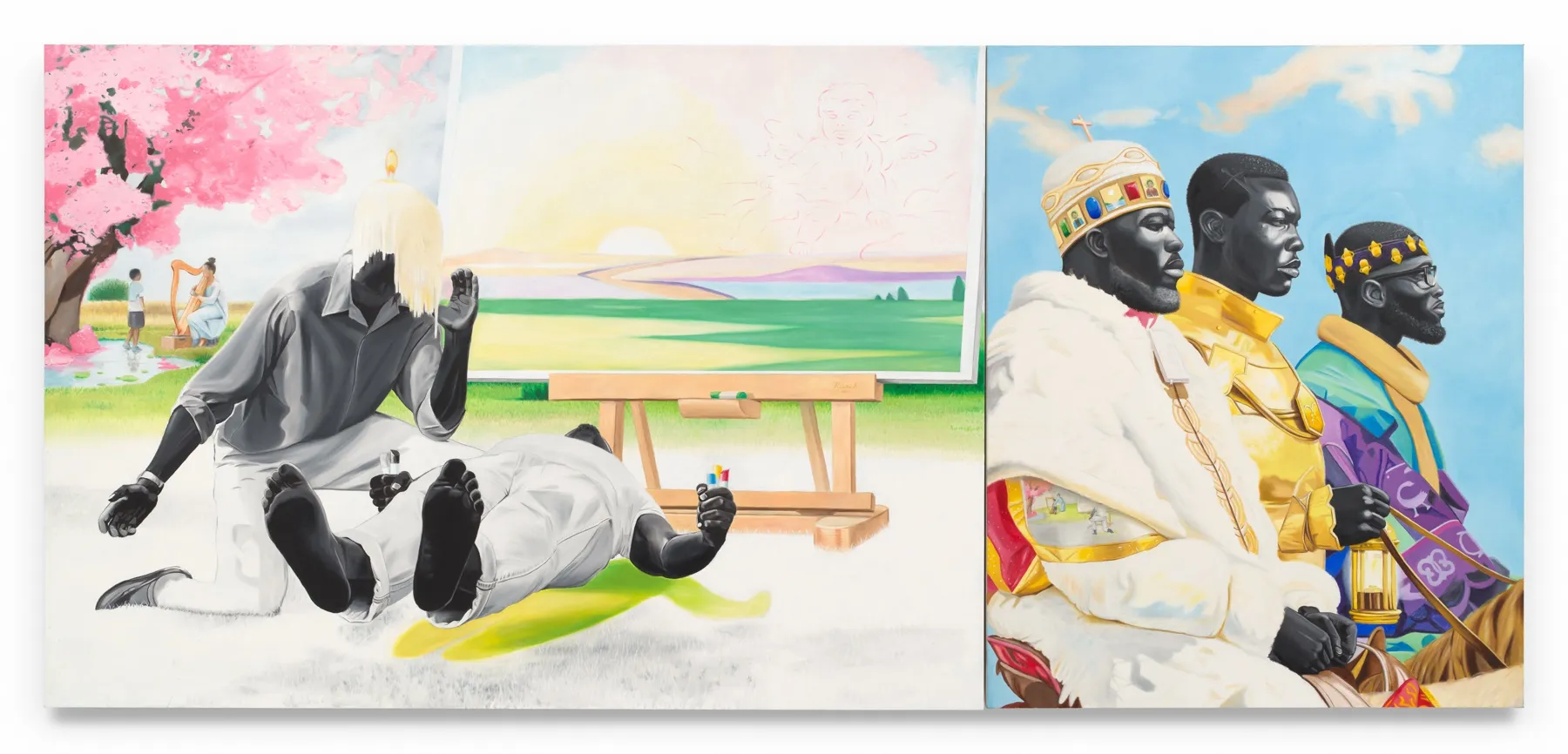 CONRAD EGYIR La Gloire de Rois, 2024 Oil, acrylic, and glitter on canvas 60 x 132 inches 152.4 x 335.3 cm