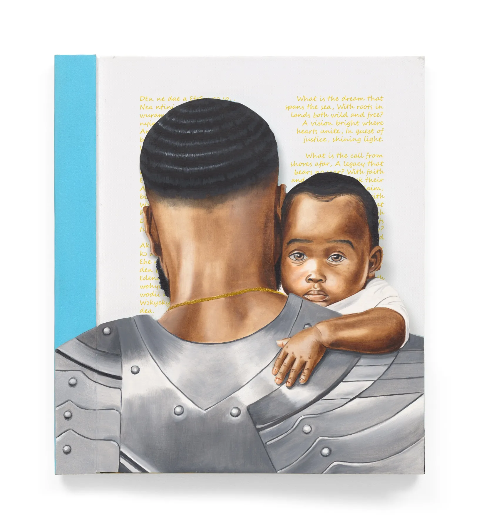 CONRAD EGYIR My Knight and Shield, 2024 Oil, acrylic, and glitter on canvas 20 1/2 x 18 inches 52.1 x 45.7 cm