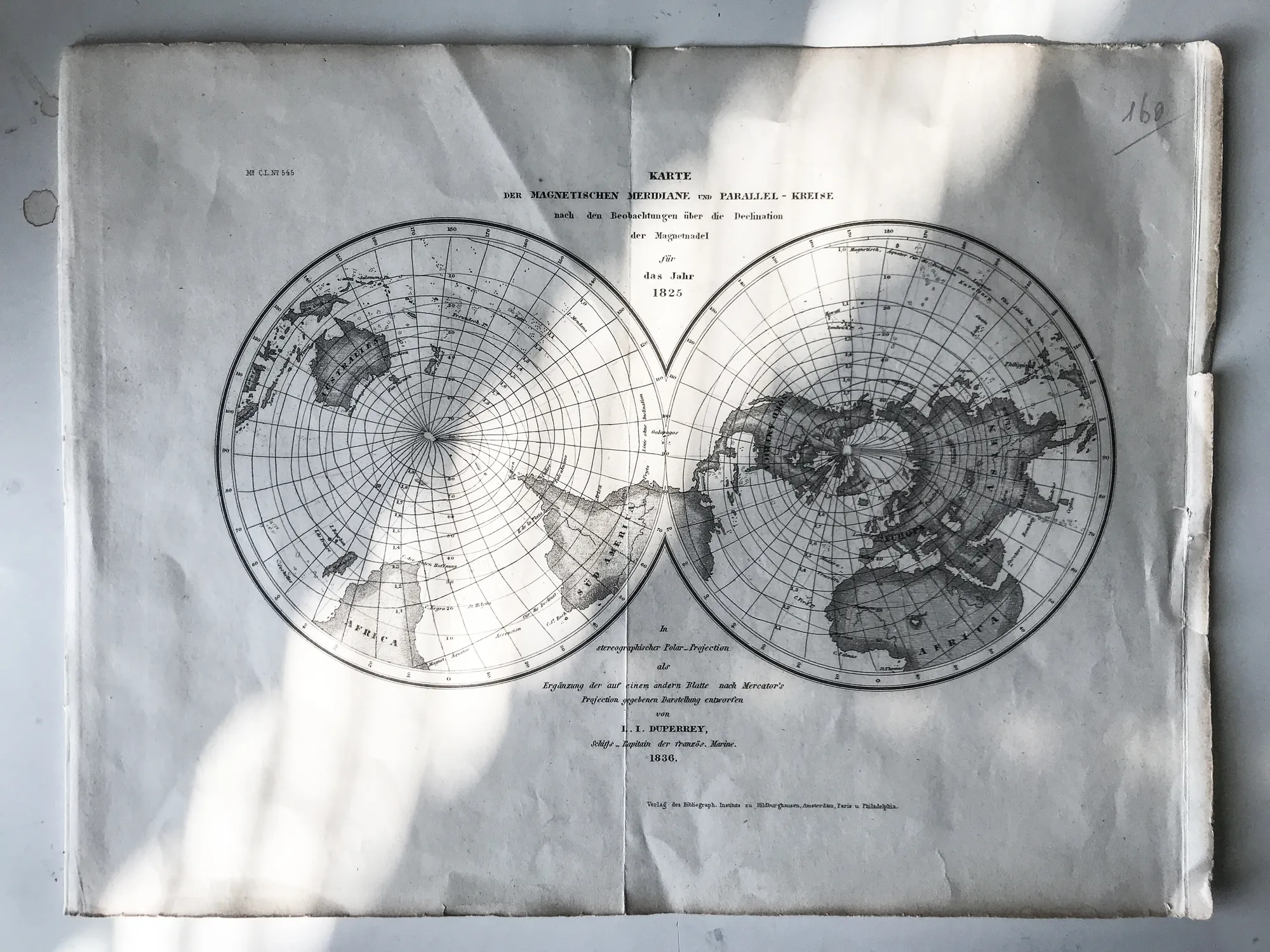 Stereographic polar projection, 1825
