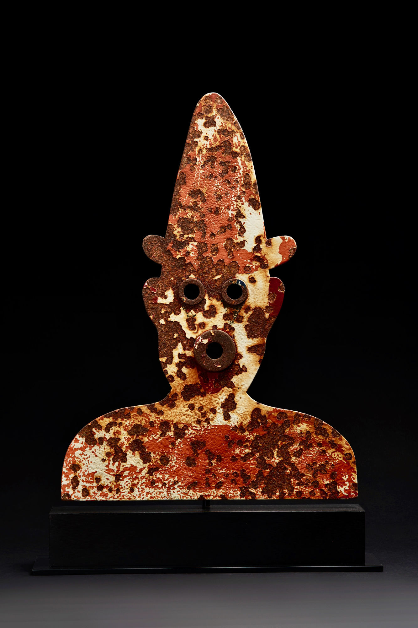 Artist Unknown (American) Carnival Clown Shooting Target, ca. 1930-40 Iron with “park paint” surface 19 1/2 x 14 1/4 in. (49.5 x 36.2 cm.)