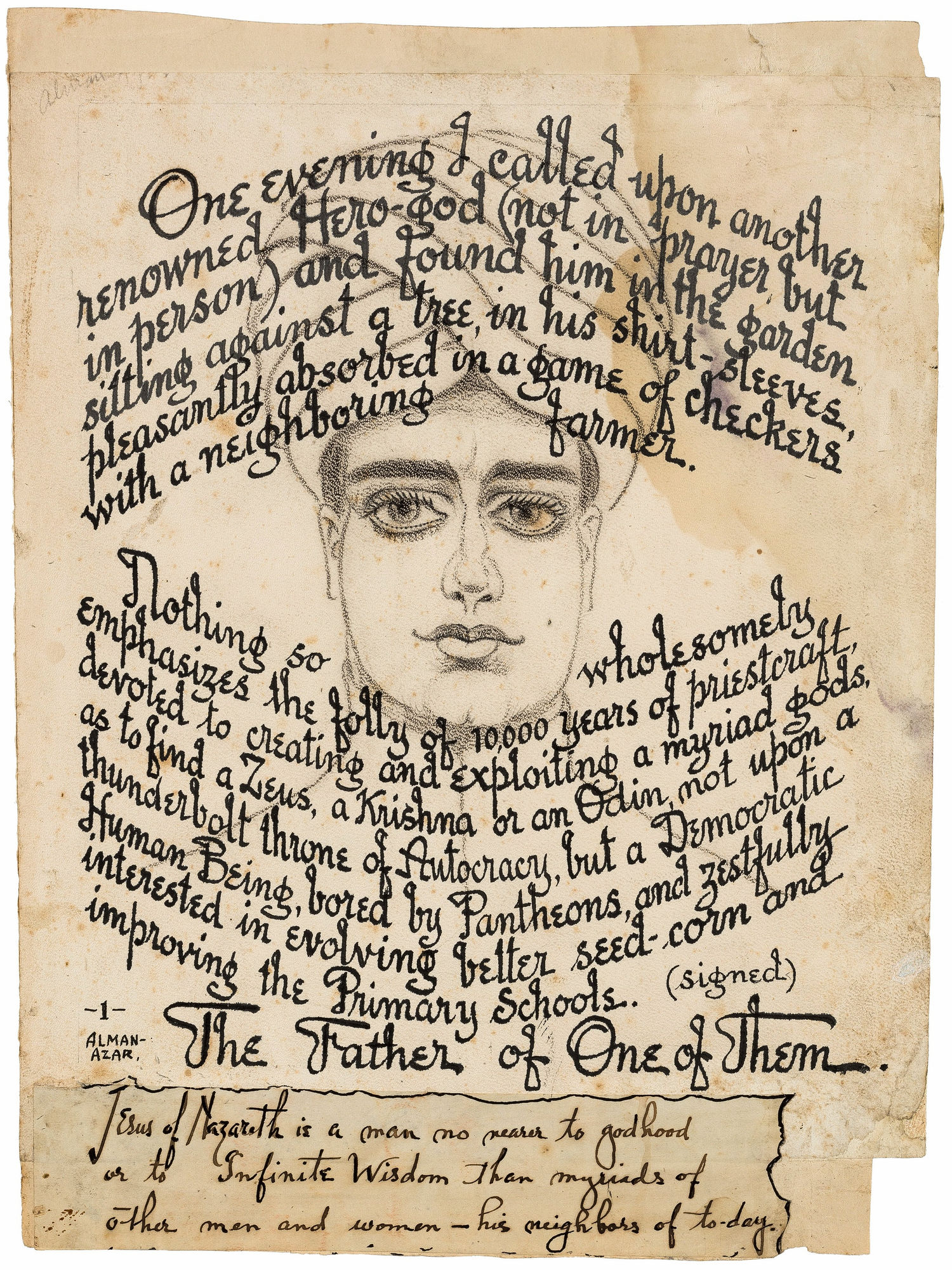 The Father of One of Them, ca. 1919 - 1925 Ink and graphite on paper 13 1/4 x 10 in. (33.7 x 25.4 cm.) (GWa 4)