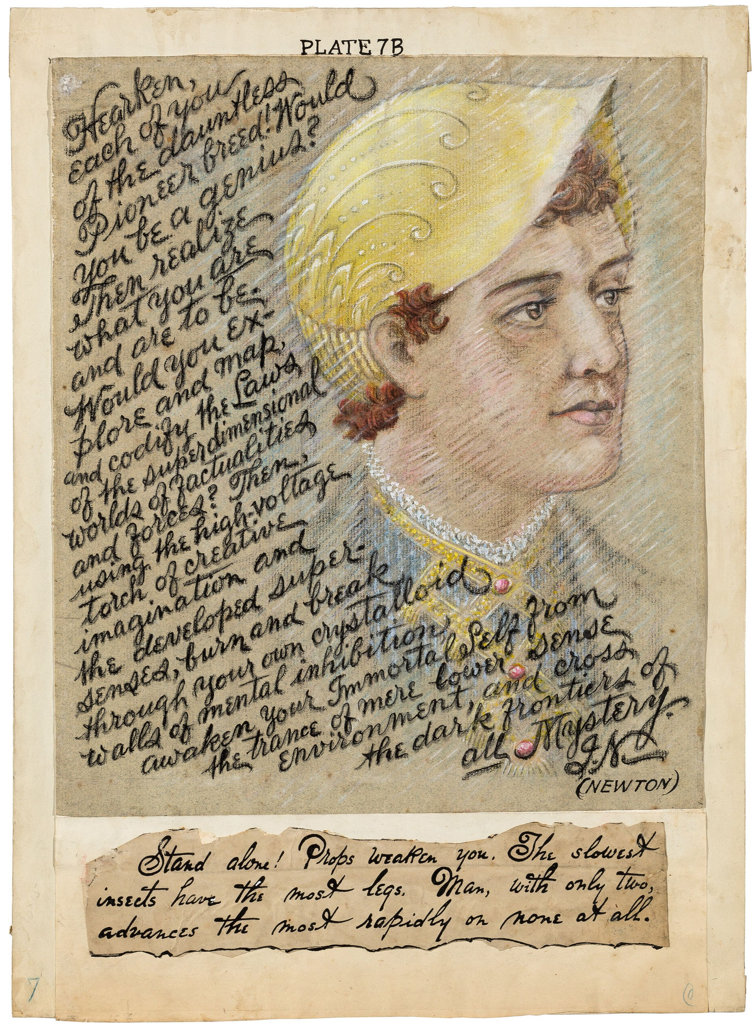 Each of You of the Dauntless Pioneer Breed, ca. 1919 - 1925 Colored pencil, Cont&eacute; crayon, and ink on paper 15 1/2 x 11 1/4 in. (39.4 x 28.6 cm.) (GWa 19)