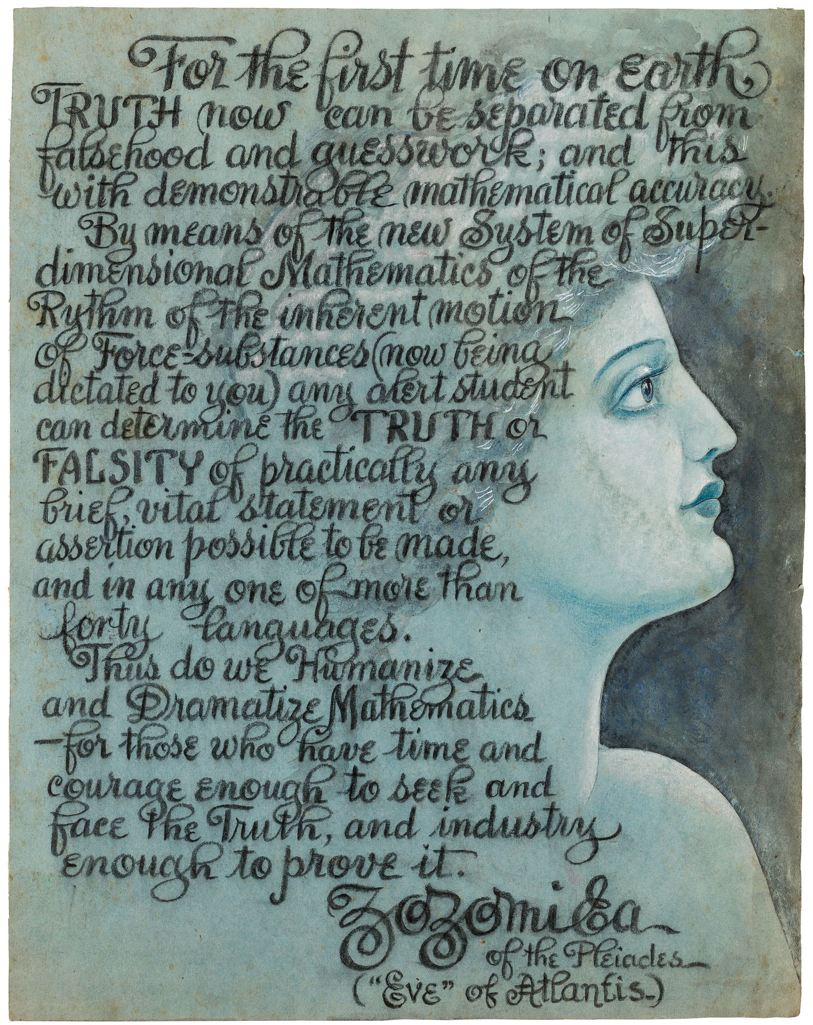 Truth Now Can Be Separated from Falsehood, ca. 1919 - 1925 Watercolor and Conté crayon on paper 12 3/4 x 10 in. (32.4 x 25.4 cm.) (GWa 21) SOLD