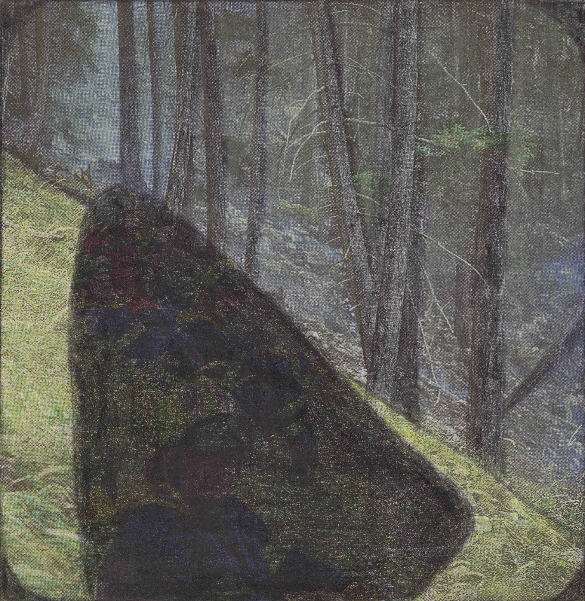 Untitled, 2021 Graphite and colored pencils on newsprint clip mounted on paper 4 3/4 x 4 5/8 in. (12 x 11.8 cm.) (LpS 399)