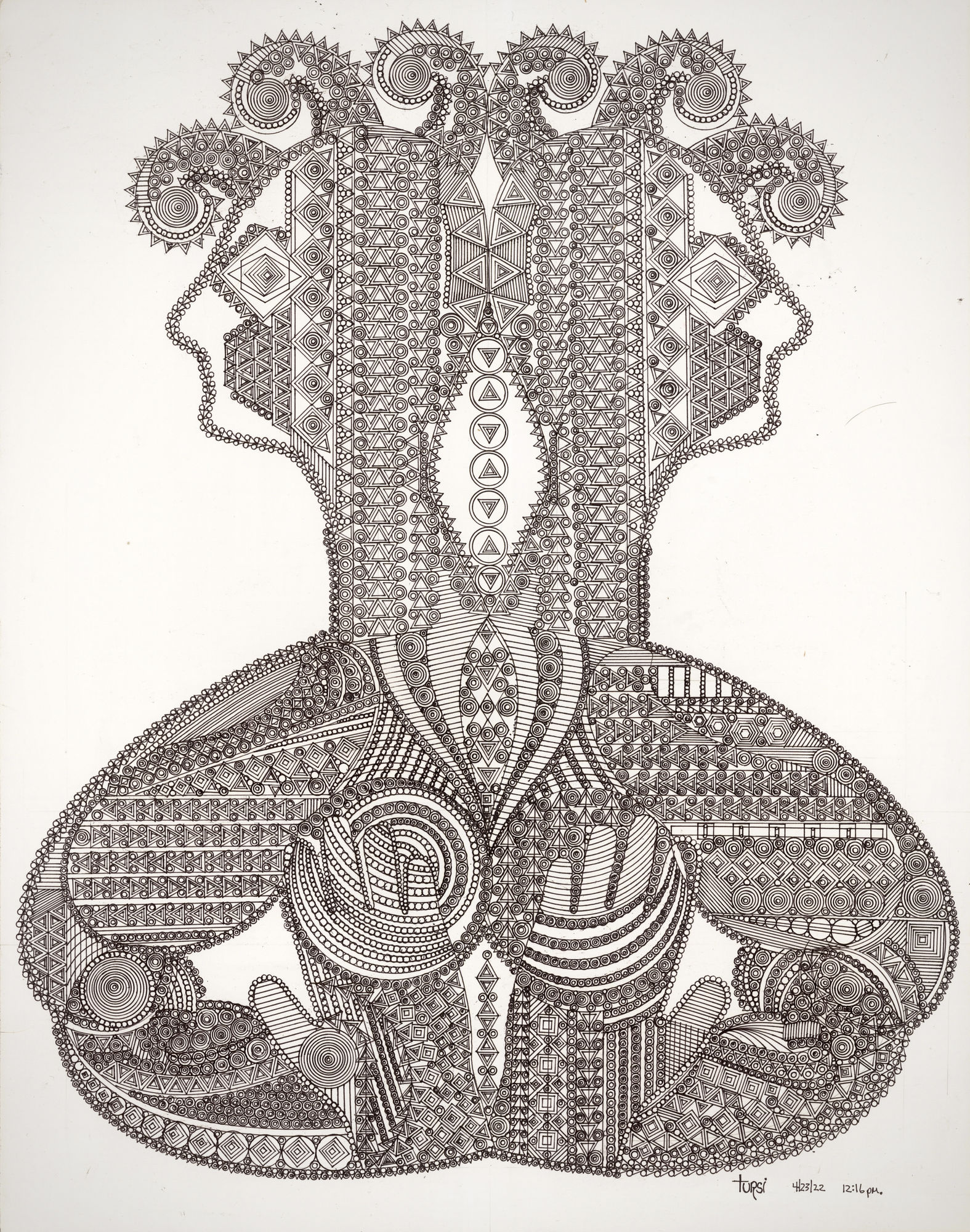 Untitled (12:16pm), 2022 Ink on paper 28 x 22 in. (71.1 x 55.9 cm.) (JTu6) $5,000